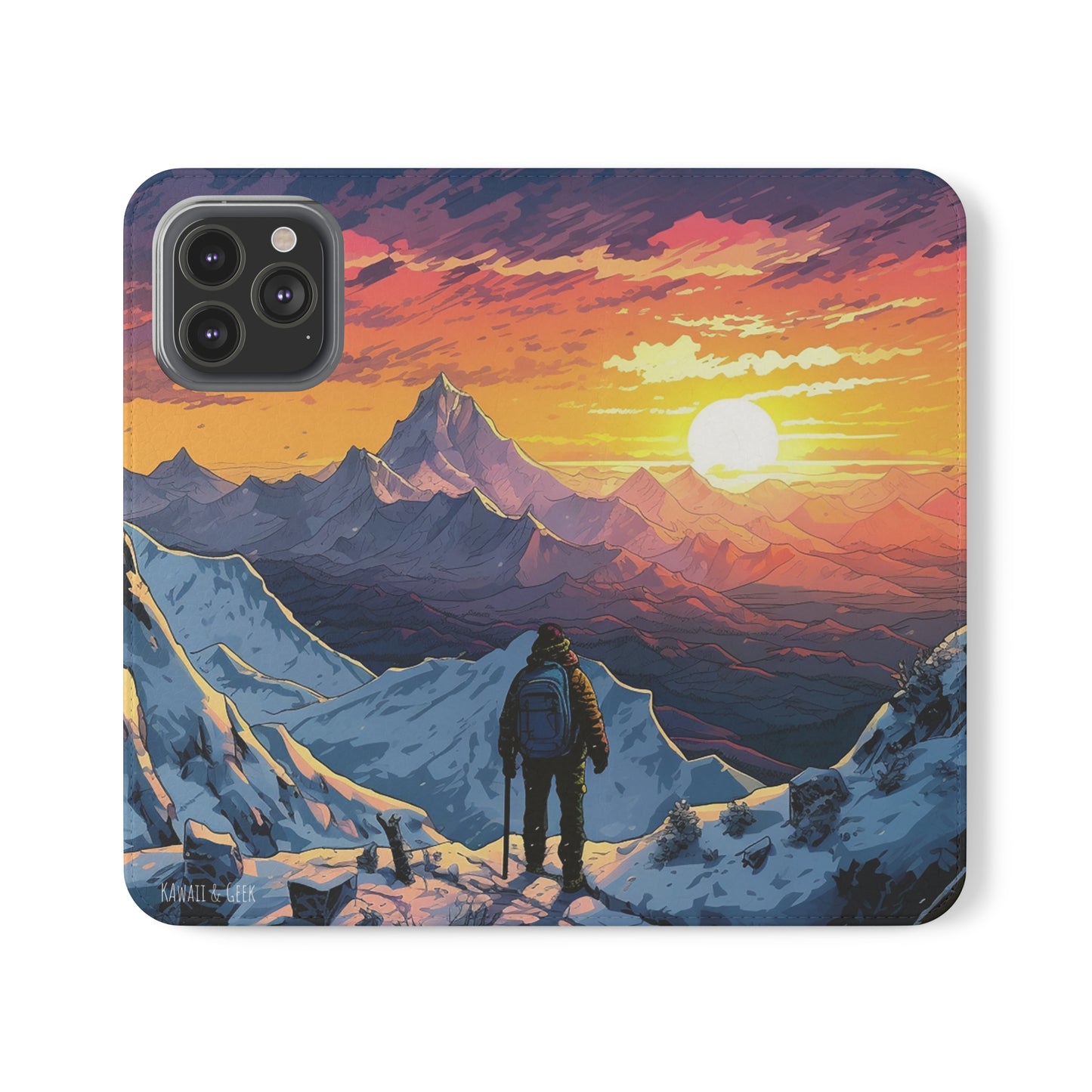 Snowy Mountain Landscape Sunset Flip Phone Case - Embrace the Beauty of Nature on Your Device