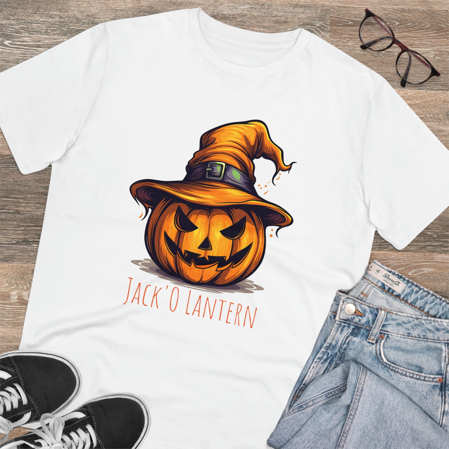 Eco-friendly Jack O Lantern Tee: Funny Pumpkin Halloween Sorcerer Edition