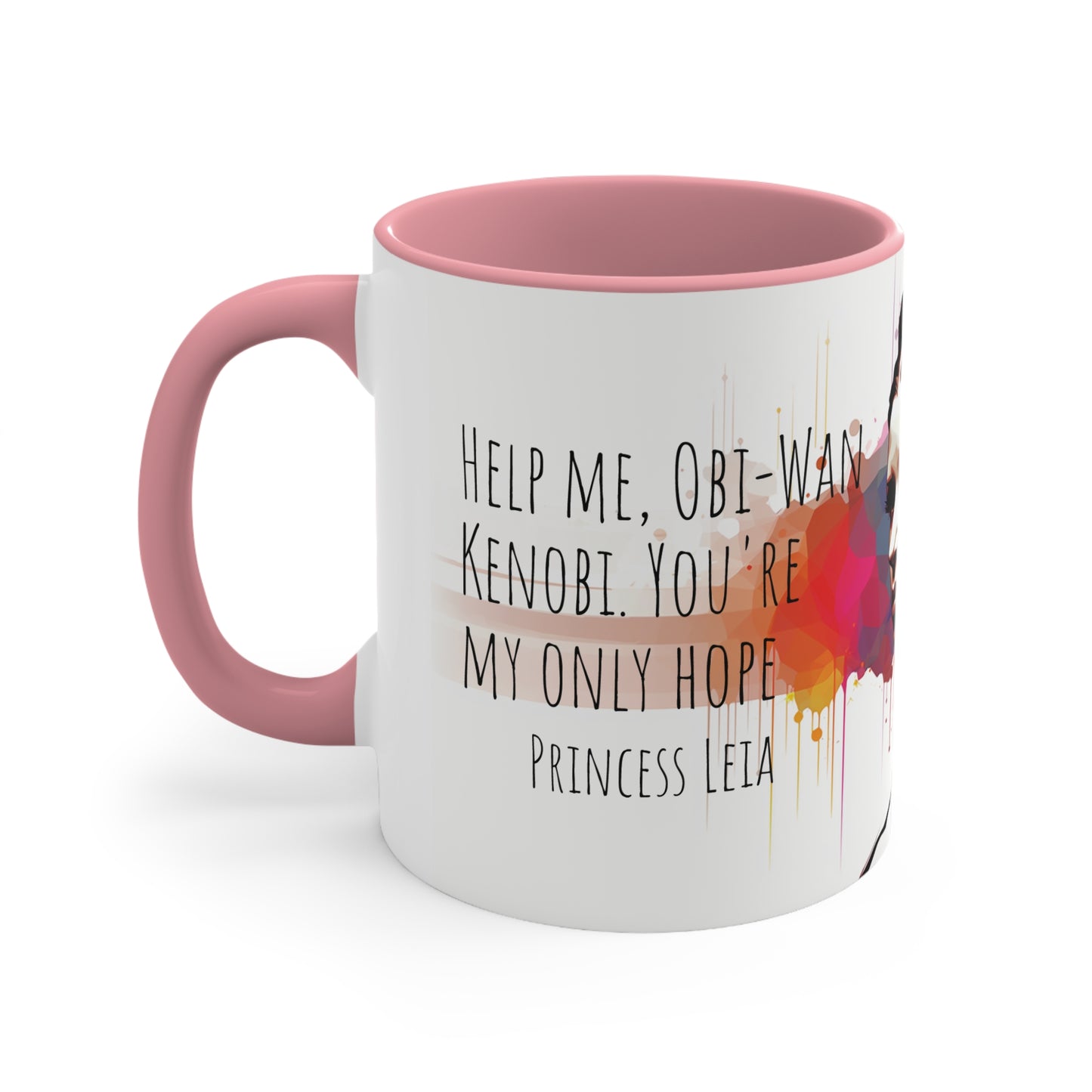 Princess Leia Geometric Bicolor Mug - A Beacon of Hope: Help Me, Obi-Wan Kenobi - Star Wars