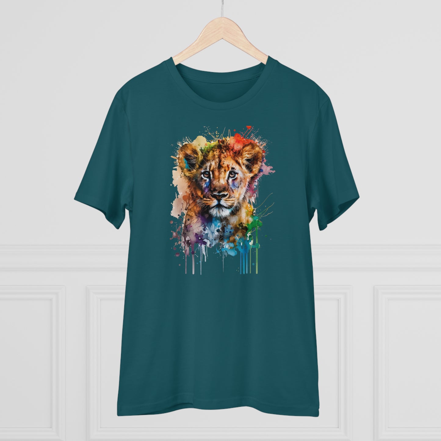 Cute Lion Cub in Watercolor Style Organic Unisex T-Shirt - Add Some Adorable and Eco-Friendly Style to Your Wardrobe