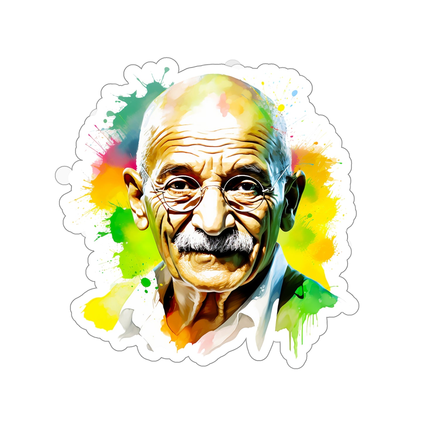 Gandi Sticker in Watercolor Style