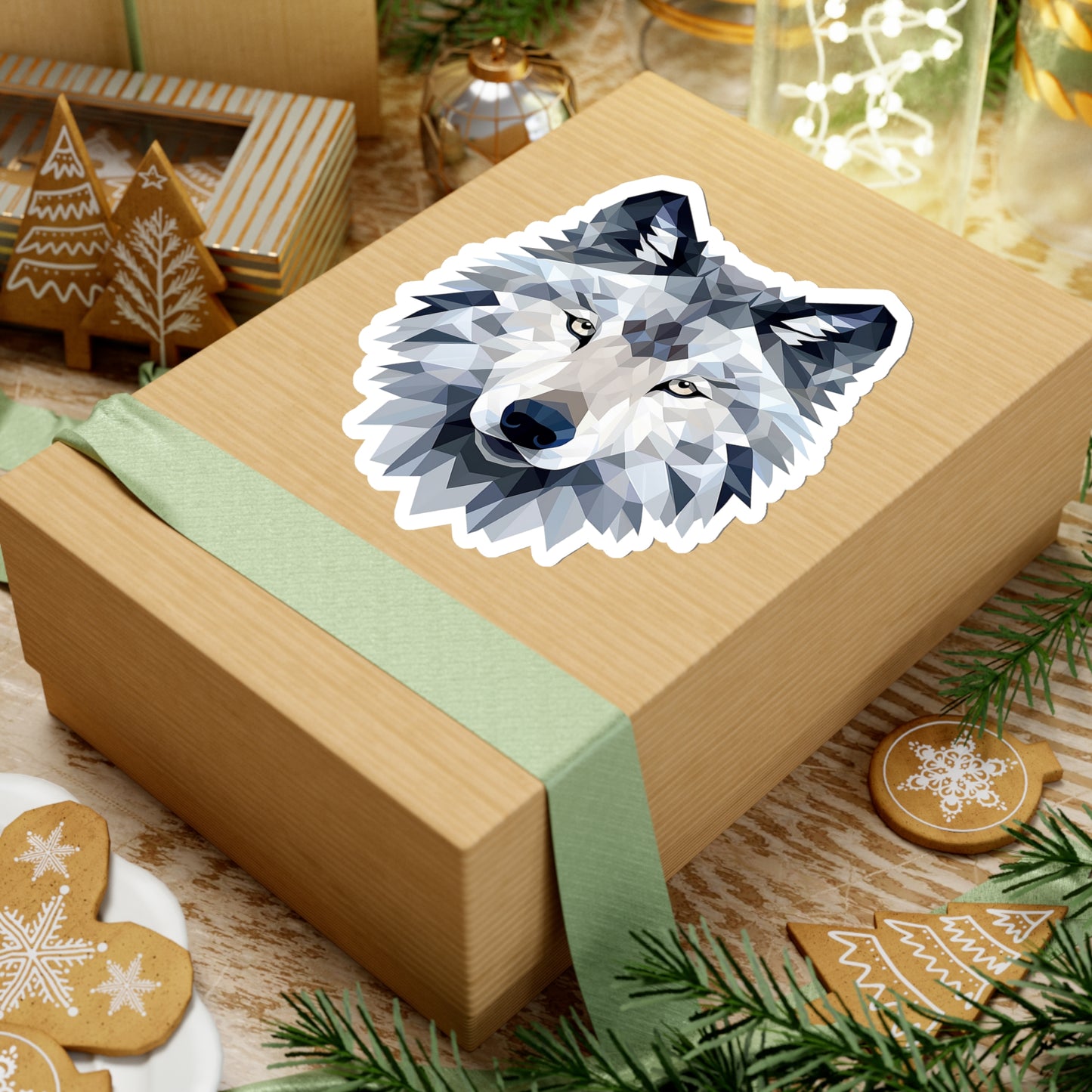 Geometric Facet Wolf Sticker