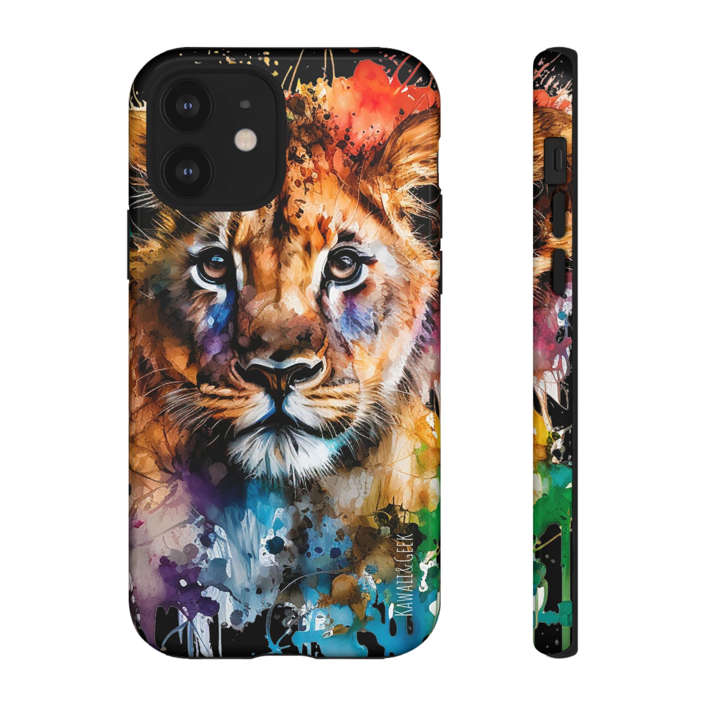 Watercolor Lion Cub Tough Phone Case - iPhone 15 compatible