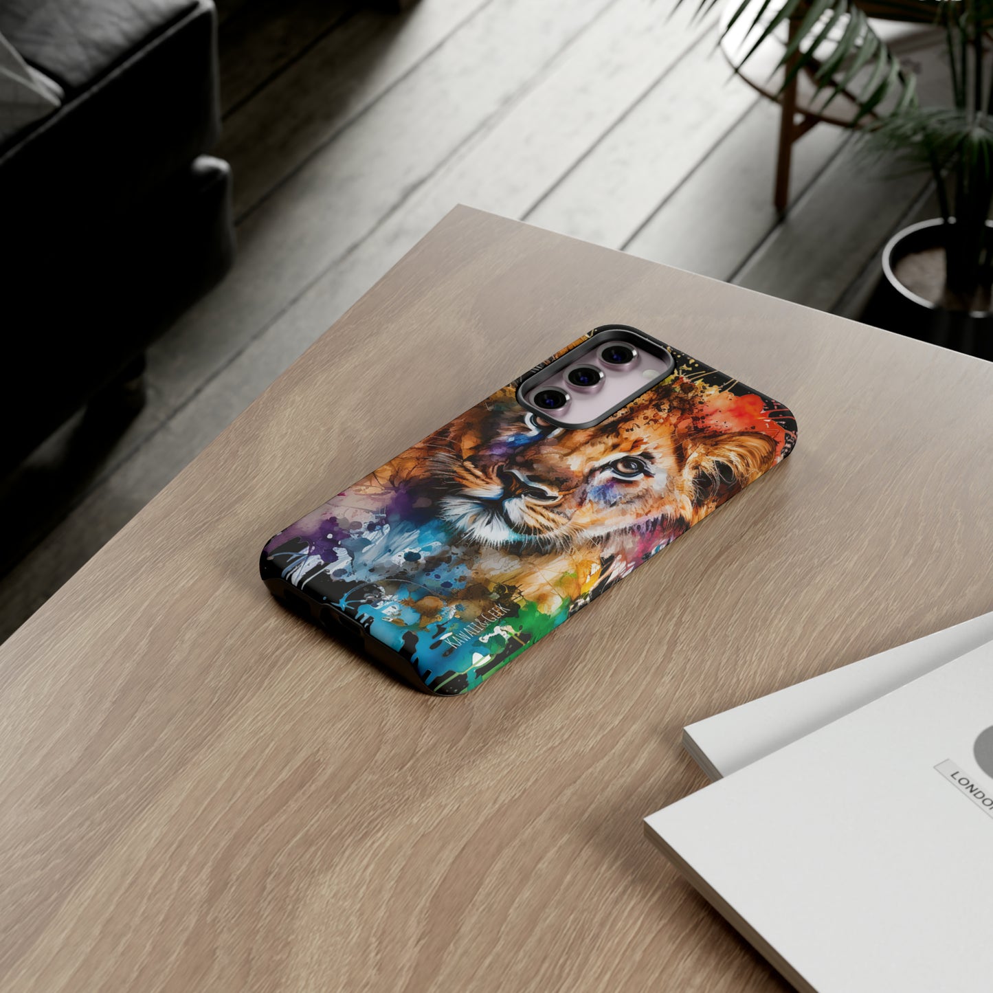 Watercolor Lion Cub Tough Phone Case - iPhone 15 compatible