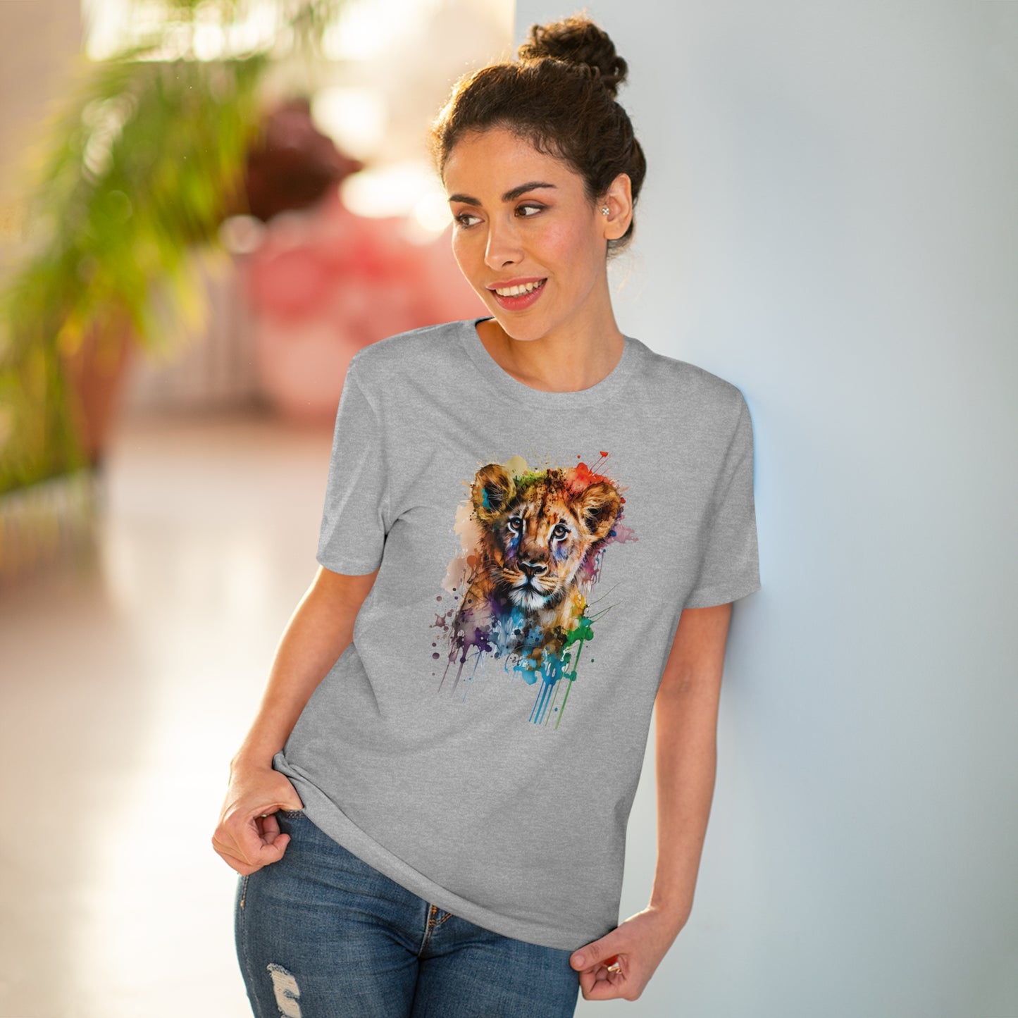 Cute Lion Cub in Watercolor Style Organic Unisex T-Shirt - Add Some Adorable and Eco-Friendly Style to Your Wardrobe