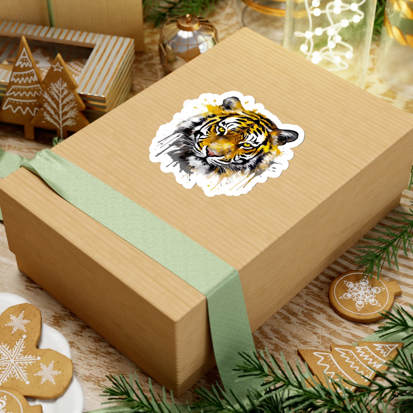 Tiger in Watercolor Style Sticker - Add a Touch of Wild Elegance to Your Tech