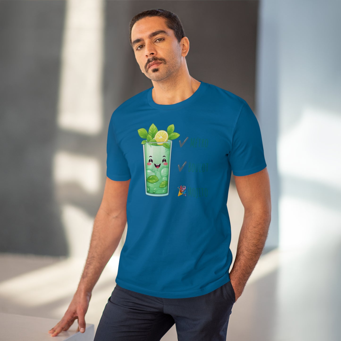 Métro, Boulot, Mojito T-Shirt - Cute Smiling Mojito Glass Design