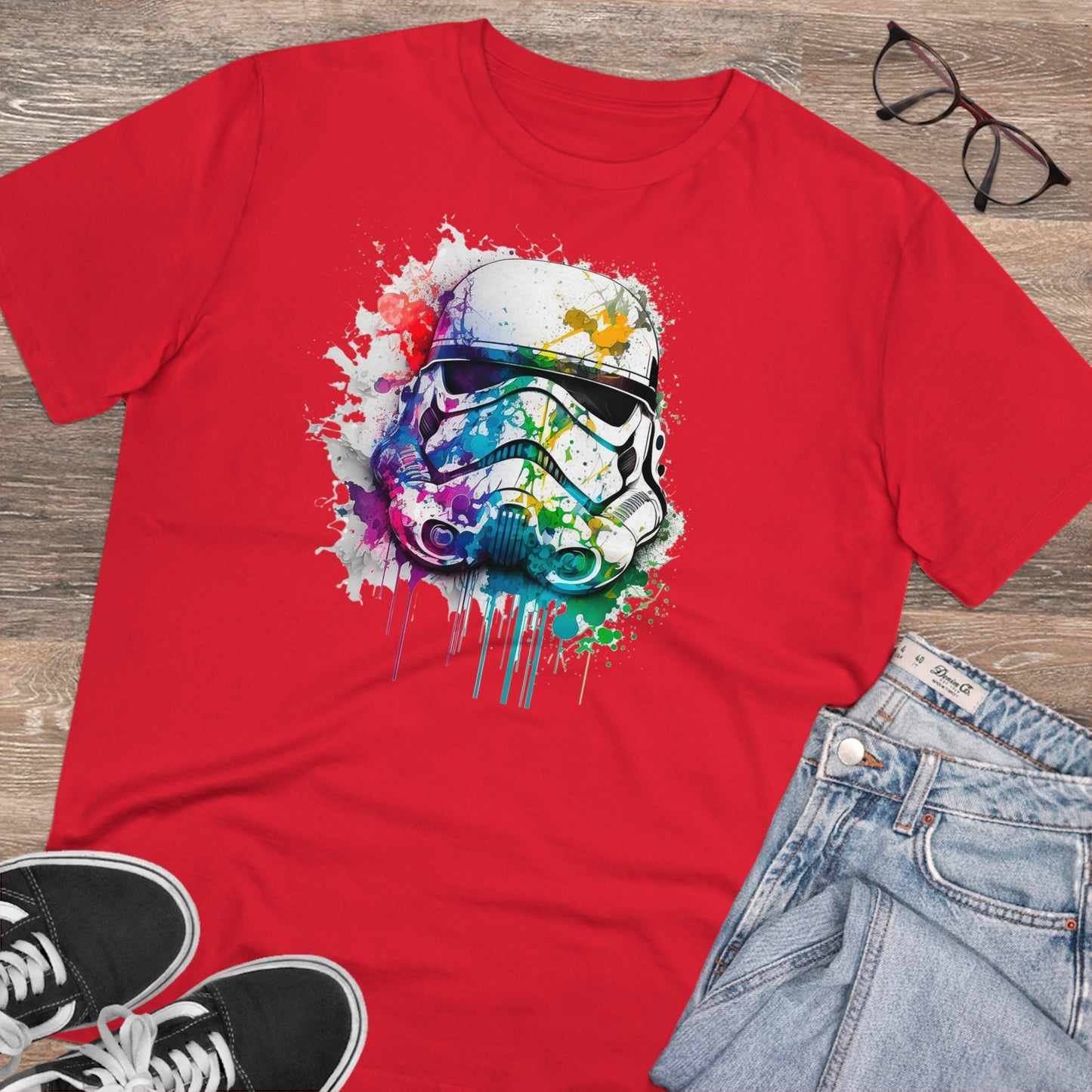 Storm Trooper in Watercolor Style Organic Unisex T-Shirt - Add Some Unique and Eco-Friendly Style to Your Wardrobe