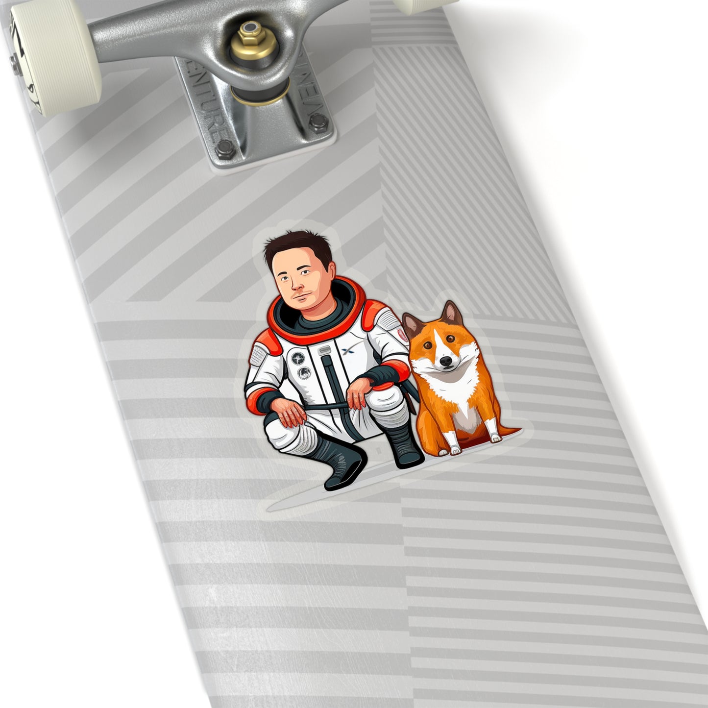 Elon Musk with Shiba Inu Sticker - Add Some Humor and Space to Your Tech