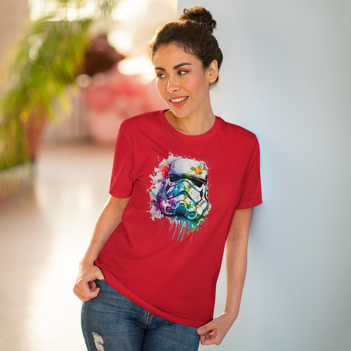 Storm Trooper in Watercolor Style Organic Unisex T-Shirt - Add Some Unique and Eco-Friendly Style to Your Wardrobe