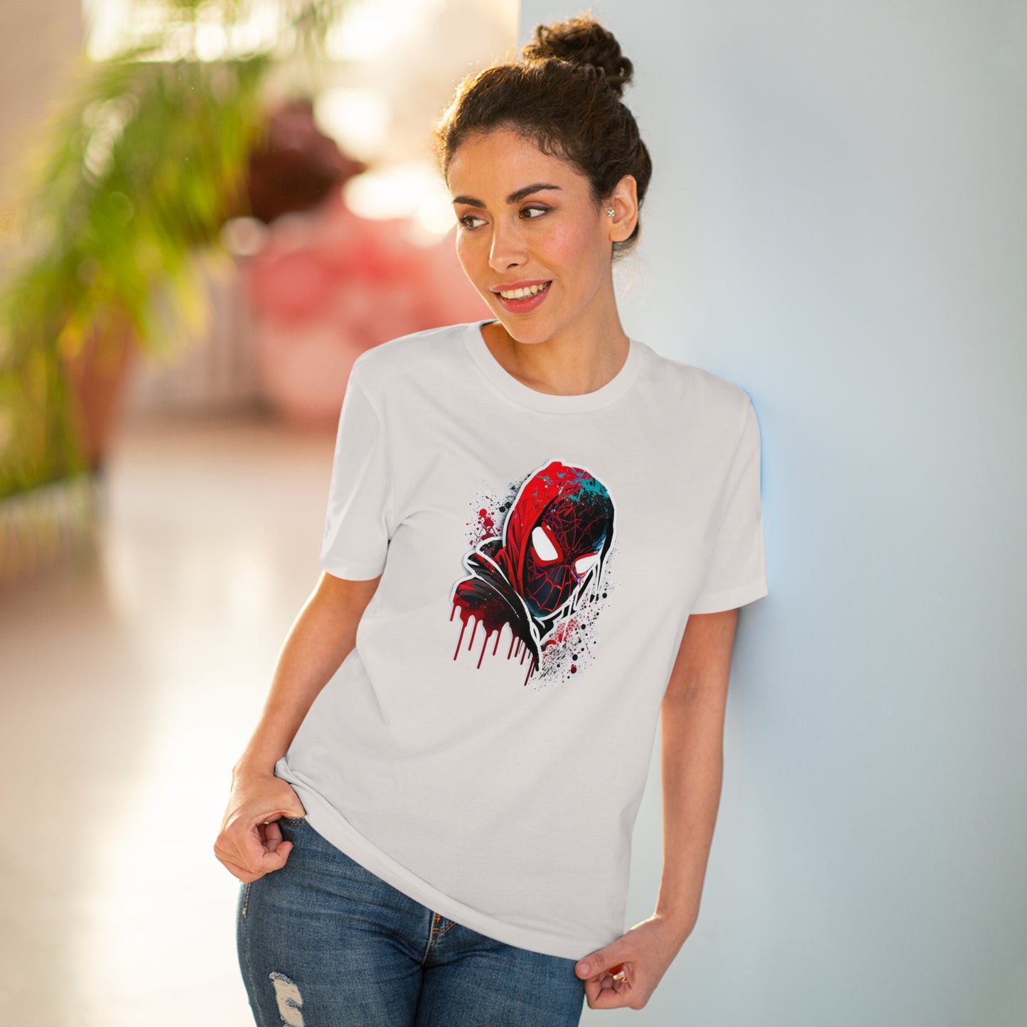 Miles Morales in Pop-Art Style Organic Unisex T-Shirt - Add Some Colorful and Eco-Friendly Style to Your Wardrobe