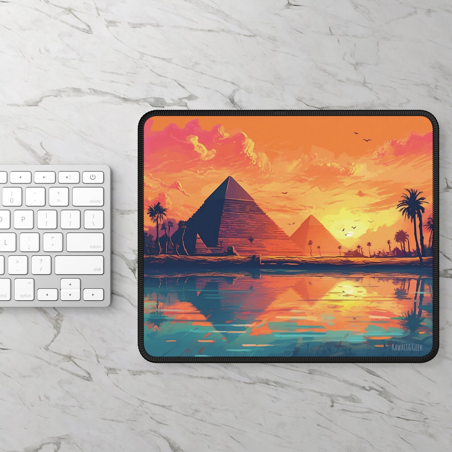 Egypt Gaming Mouse Pad : Journey to Ancient Egypt with Pyramids and Nile River