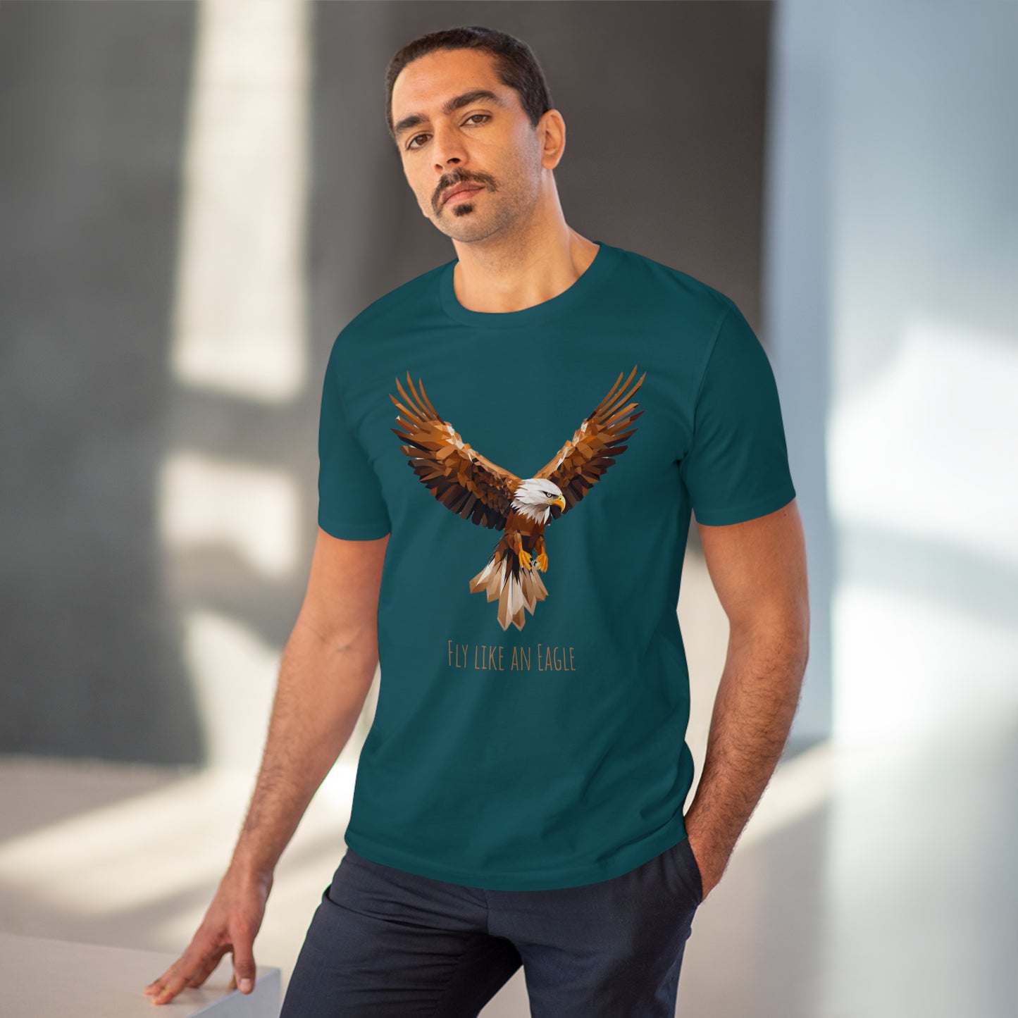 Eco-Friendly Geometric Eagle T-Shirt: "Fly Like An Eagle"
