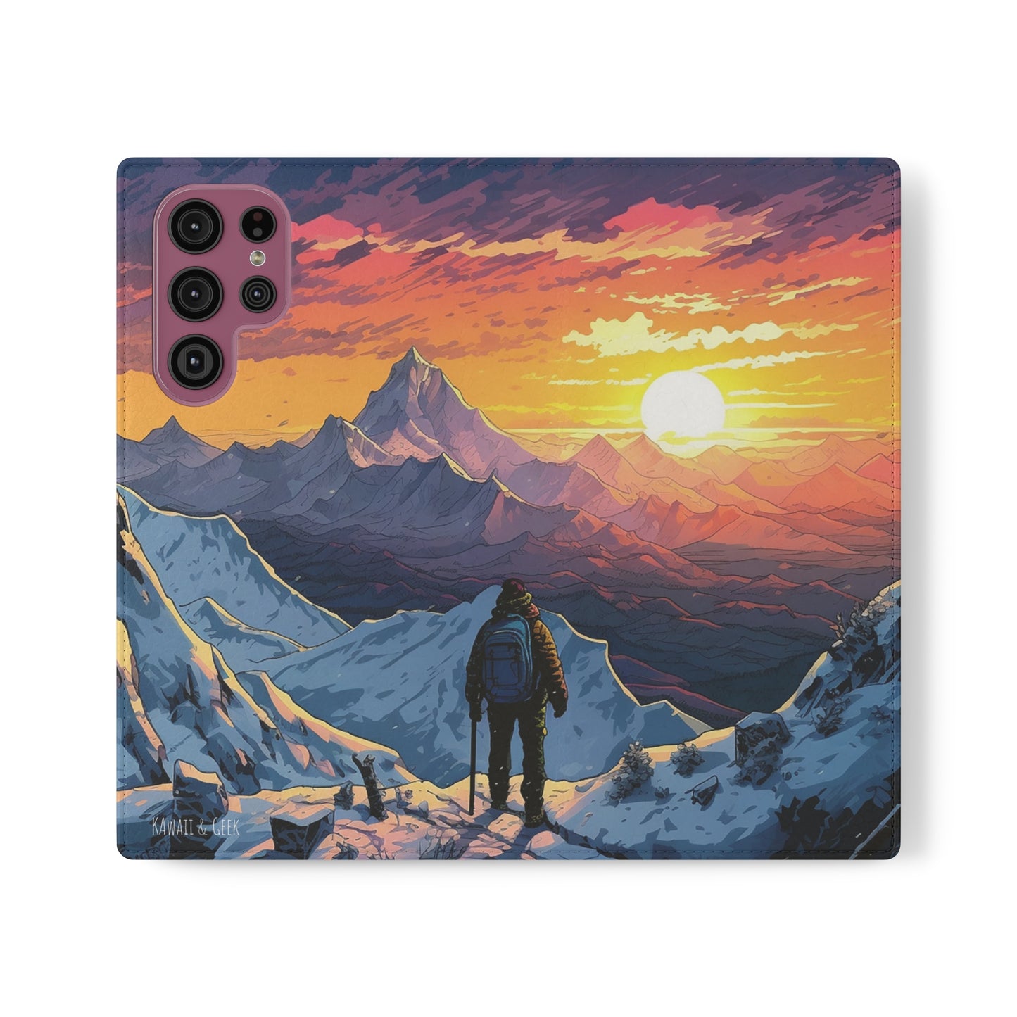 Snowy Mountain Landscape Sunset Flip Phone Case - Embrace the Beauty of Nature on Your Device