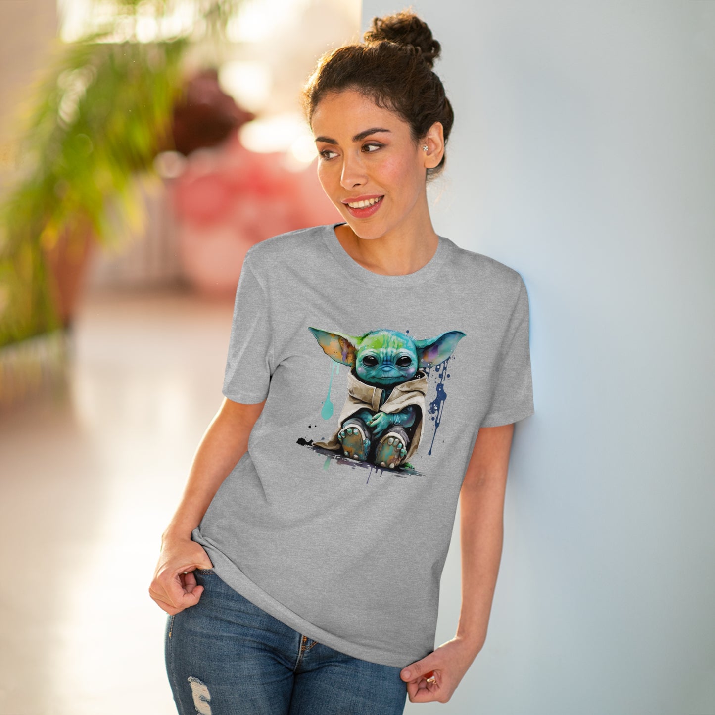 Baby Yoda in Watercolor Style Organic Unisex T-Shirt - Add Some Cute and Eco-Friendly Style to Your Wardrobe