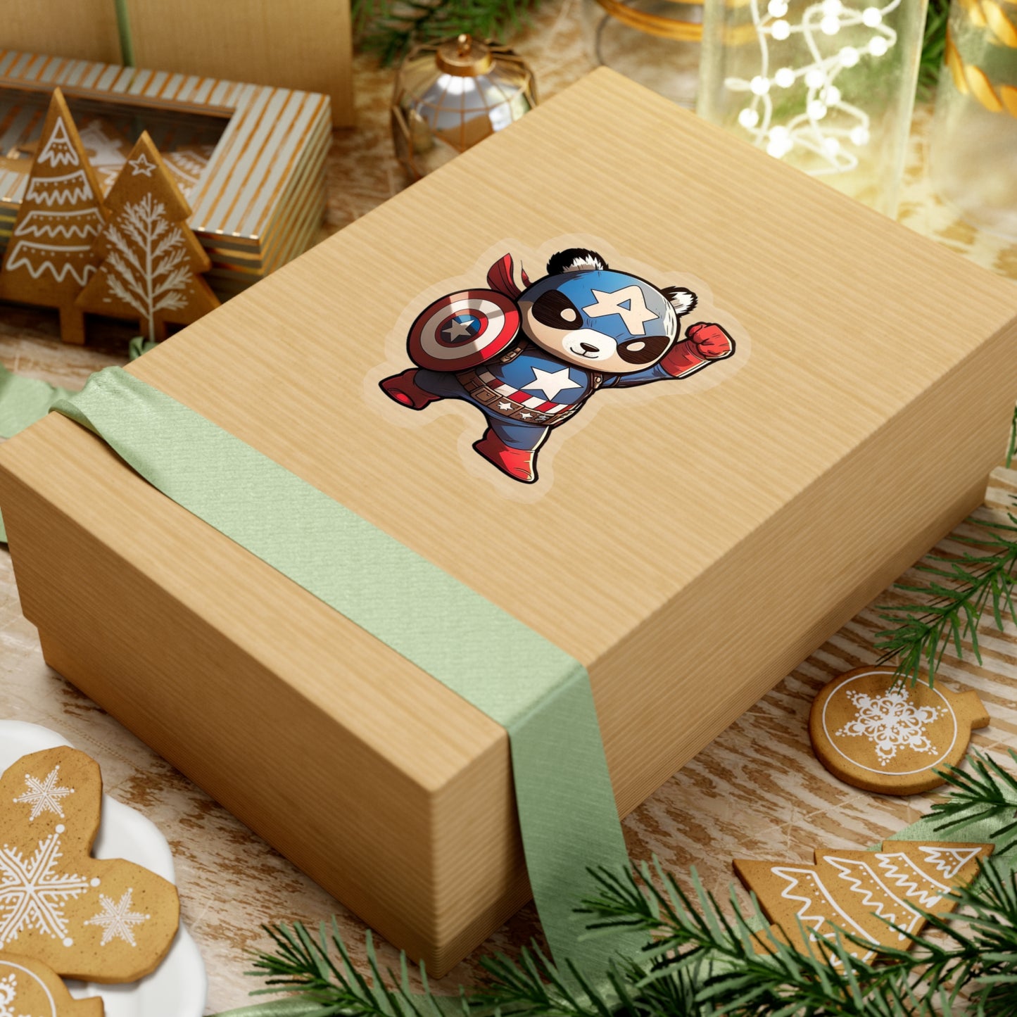 Heroic Captain America Panda Sticker - Ready to Defend Its Friends