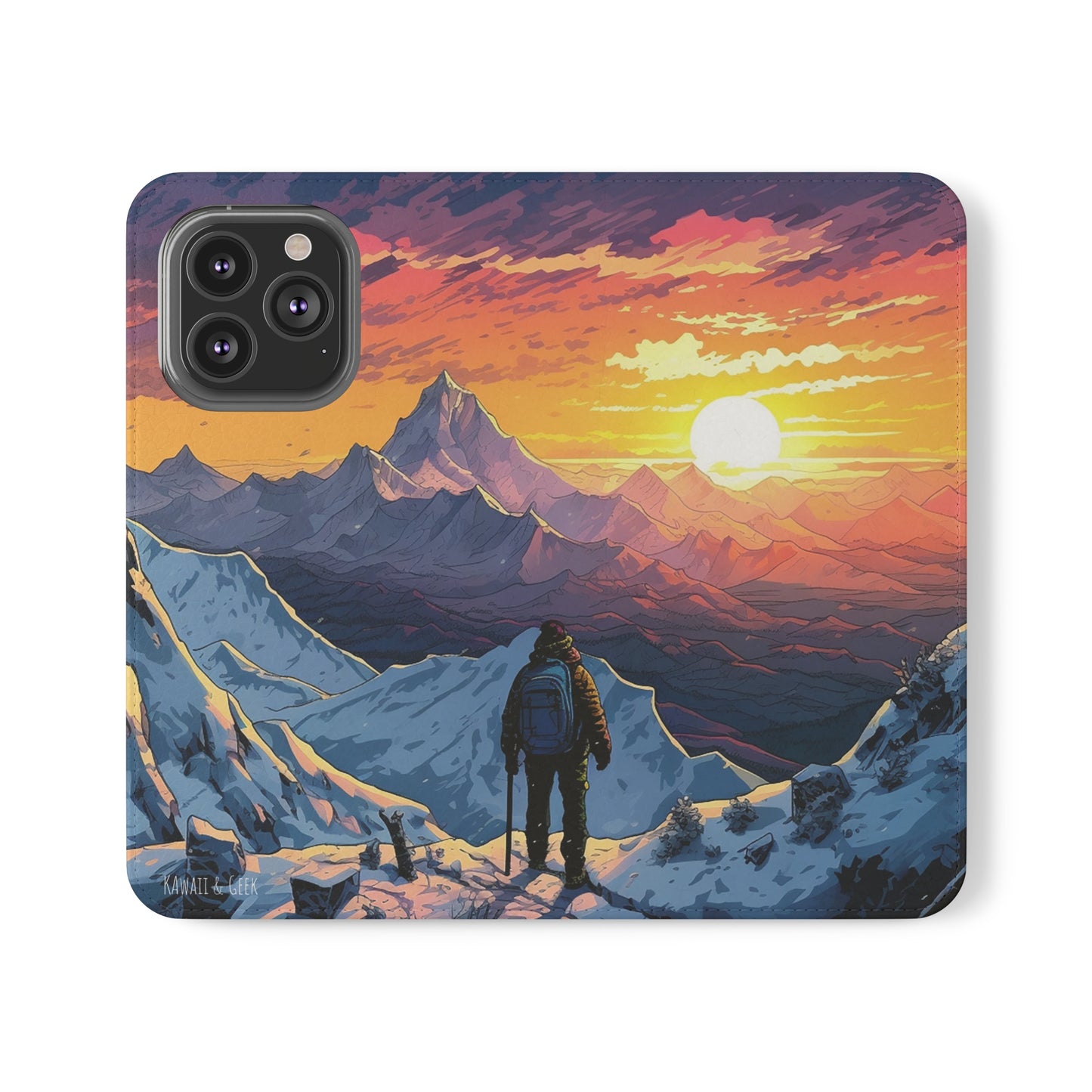 Snowy Mountain Landscape Sunset Flip Phone Case - Embrace the Beauty of Nature on Your Device