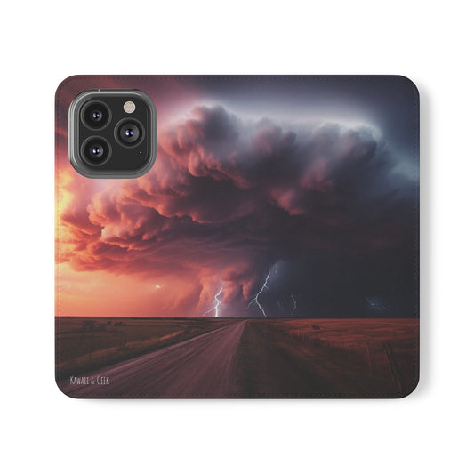Super Cell Tornado Lightning Flip Phone Case