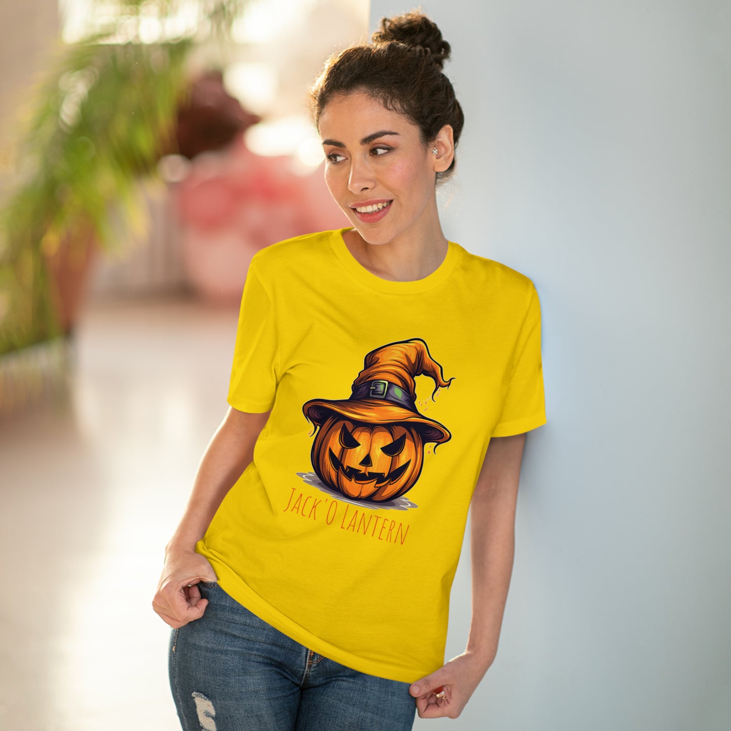 Eco-friendly Jack O Lantern Tee: Funny Pumpkin Halloween Sorcerer Edition