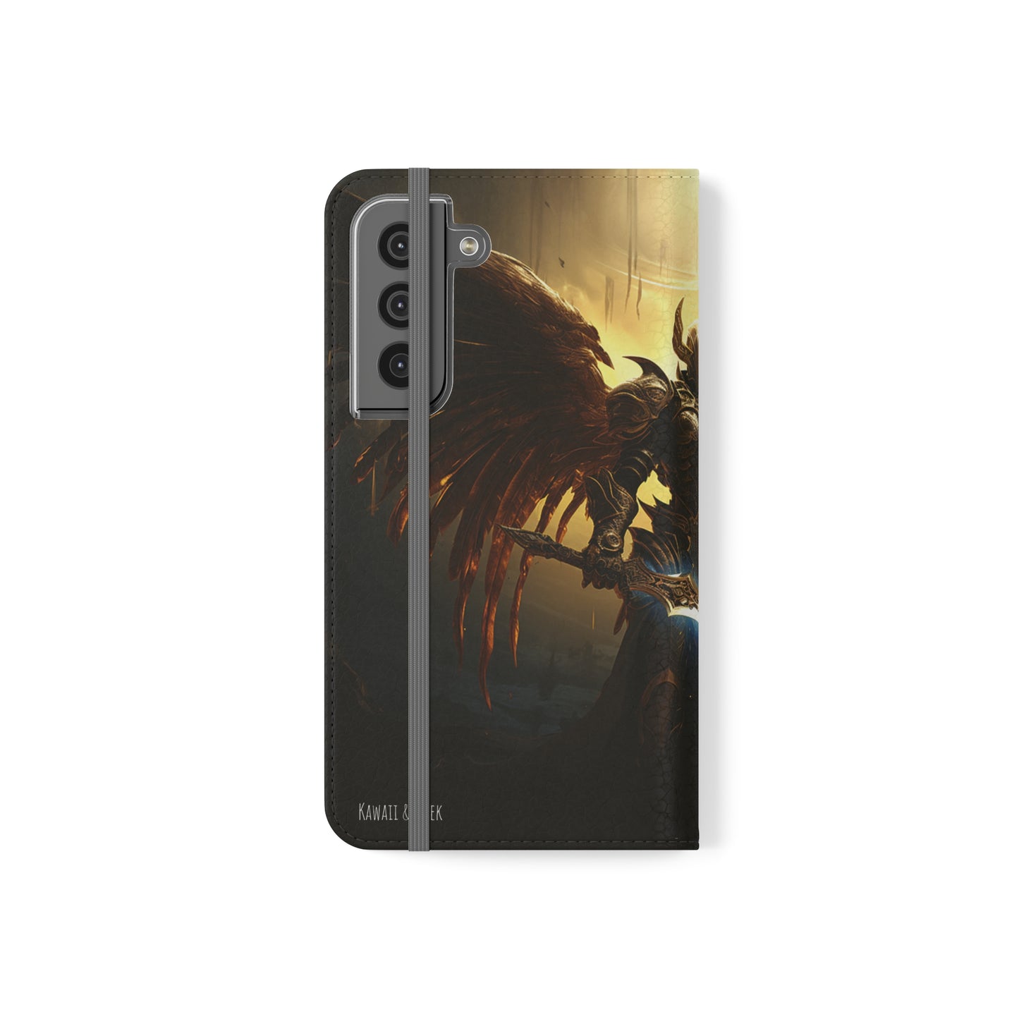 Dark Angel Flip Phone Case: Guardian with Sword