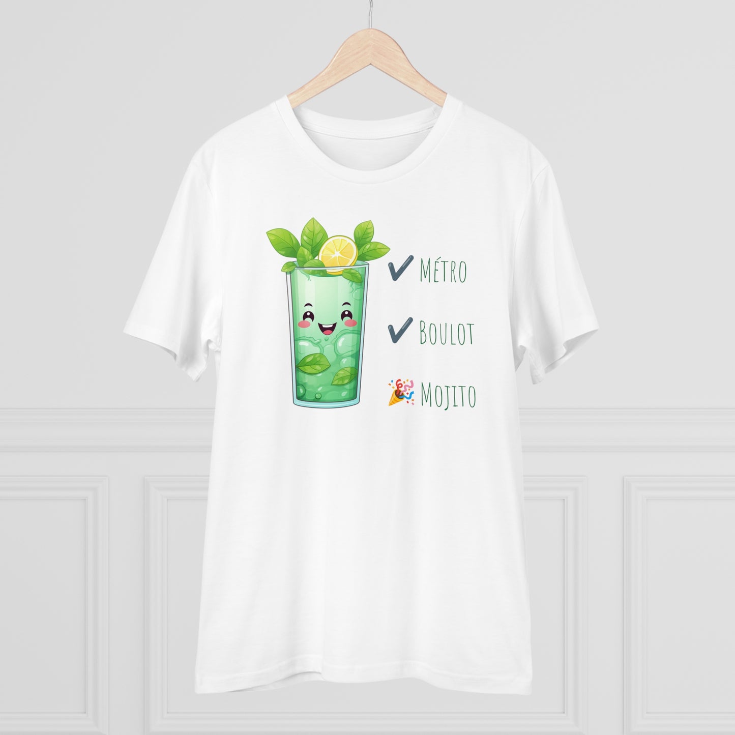 Métro, Boulot, Mojito T-Shirt - Cute Smiling Mojito Glass Design
