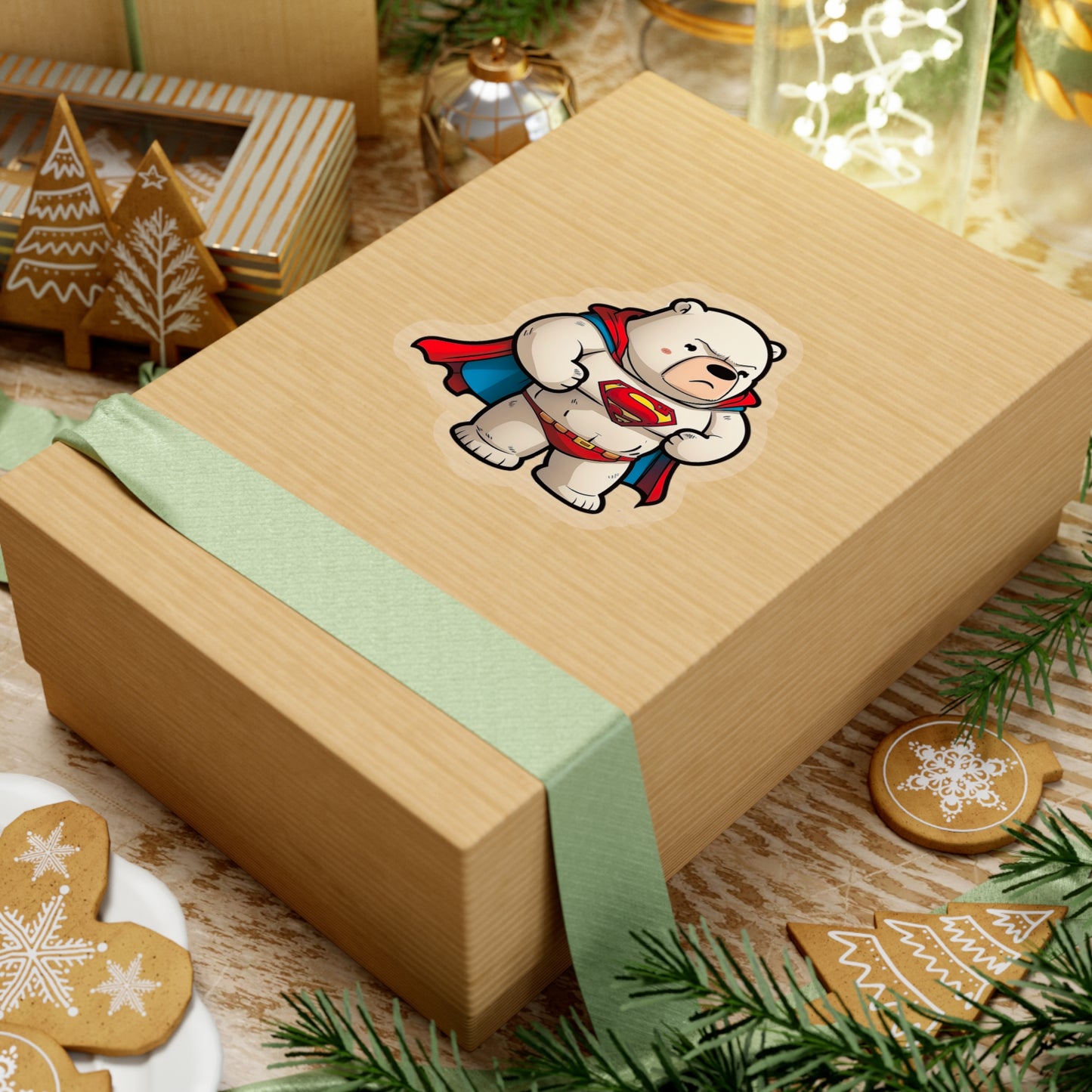 Majestic and Powerful Superman Polar Bear Sticker - Stand Strong with this Heroic Arctic Bear