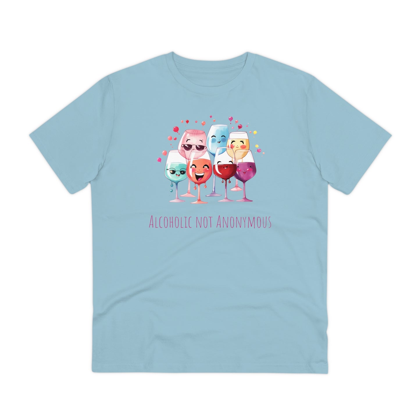 Eco-Friendly 'Alcoholic Not Anonymous' T-Shirt - Kawaii Wine Party Design, Unisex