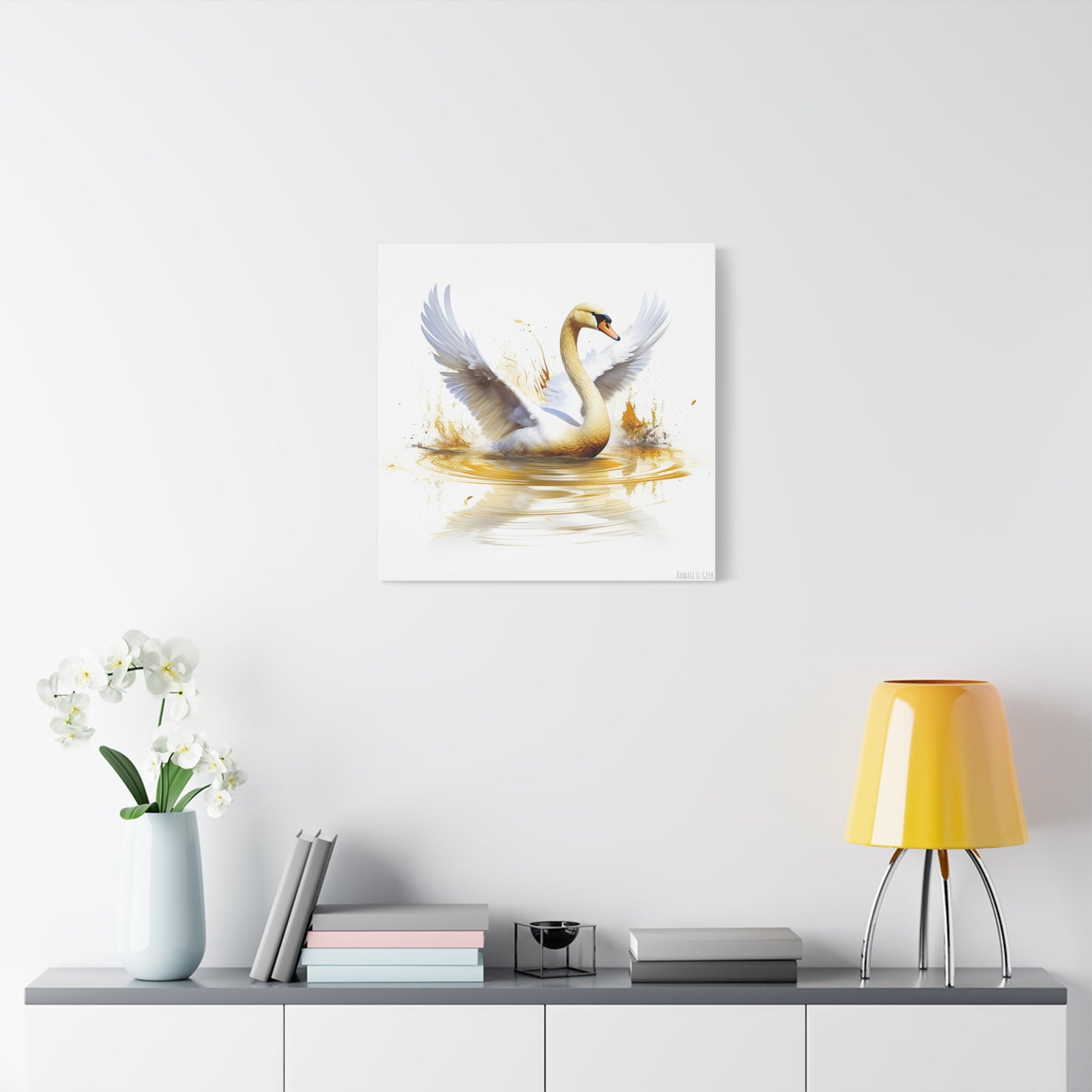 Majestic White Swan Watercolor Canva - Capture the Elegance of Nature in Art
