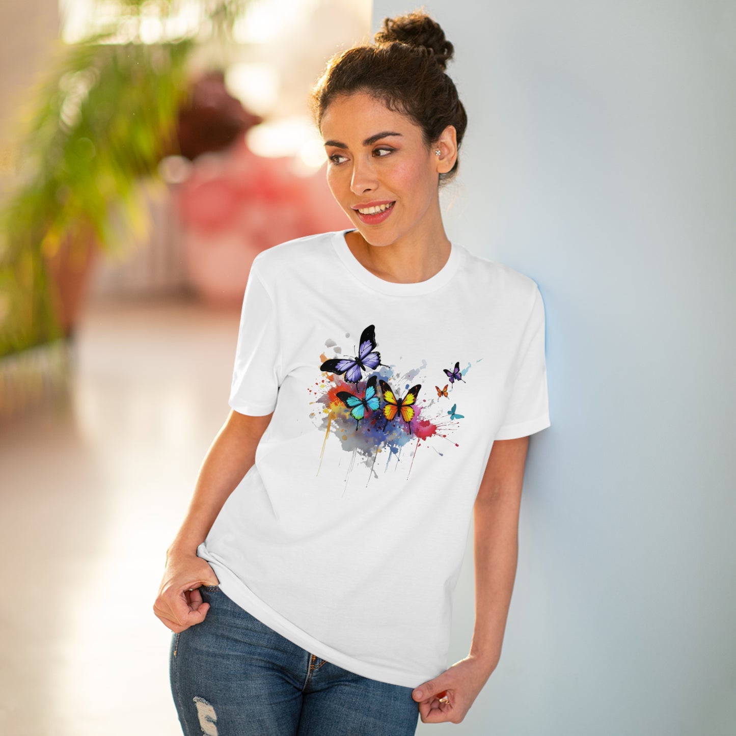 Butterflies Eco-Friendly T-Shirt - Embrace Nature's Vibrant Beauty in Watercolor Style