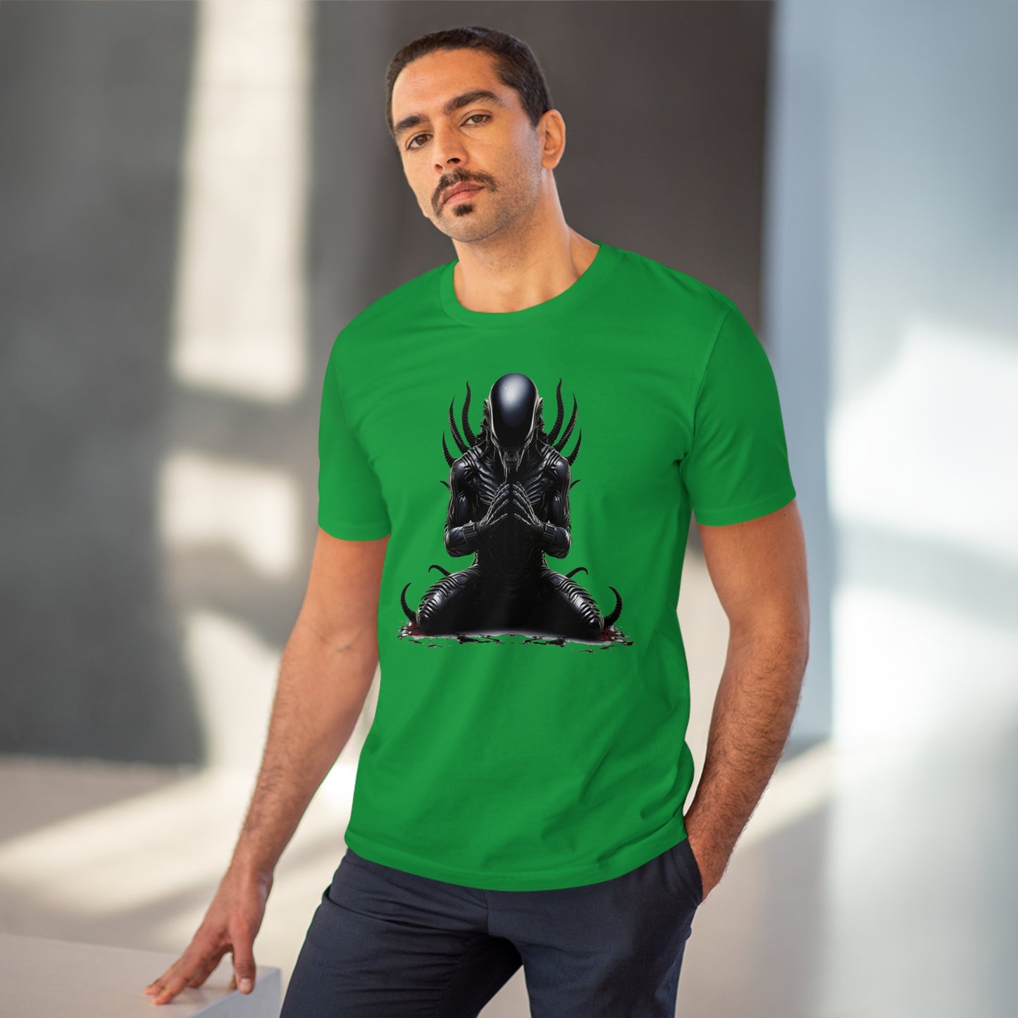 Eco-Friendly Zen Alien Xenomorph T-shirt - Embrace Galactic Serenity