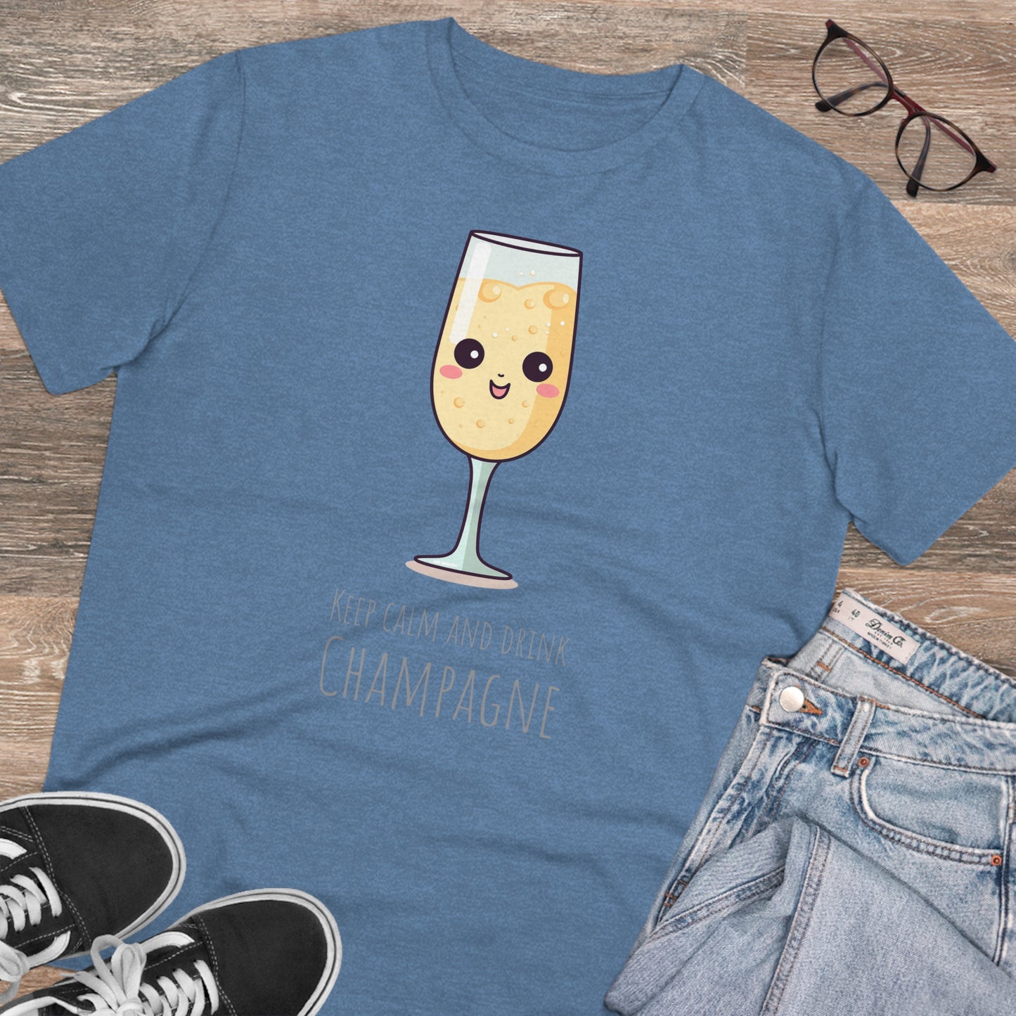 Keep Calm and Drink Champagne T-Shirt - Eco-Friendly Design