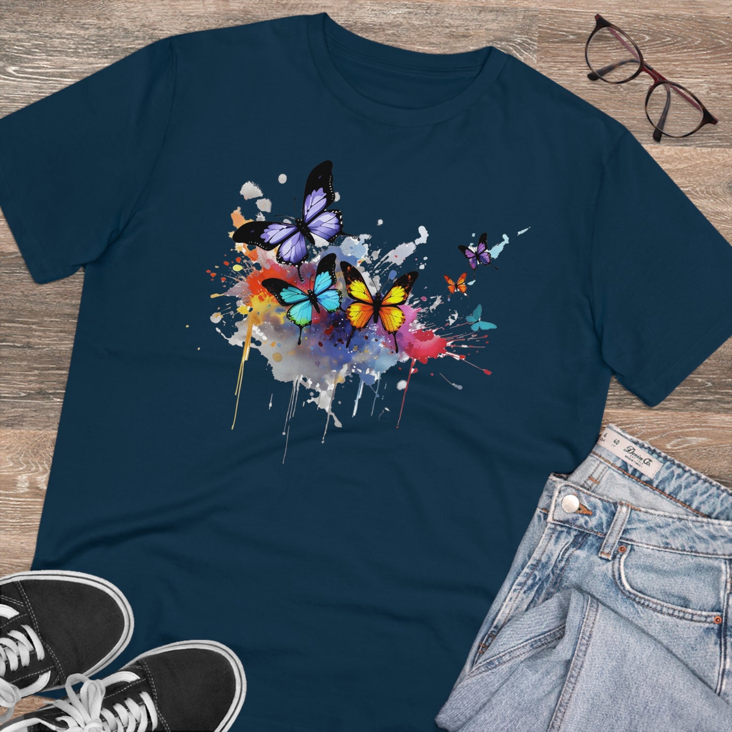 Butterflies Eco-Friendly T-Shirt - Embrace Nature's Vibrant Beauty in Watercolor Style