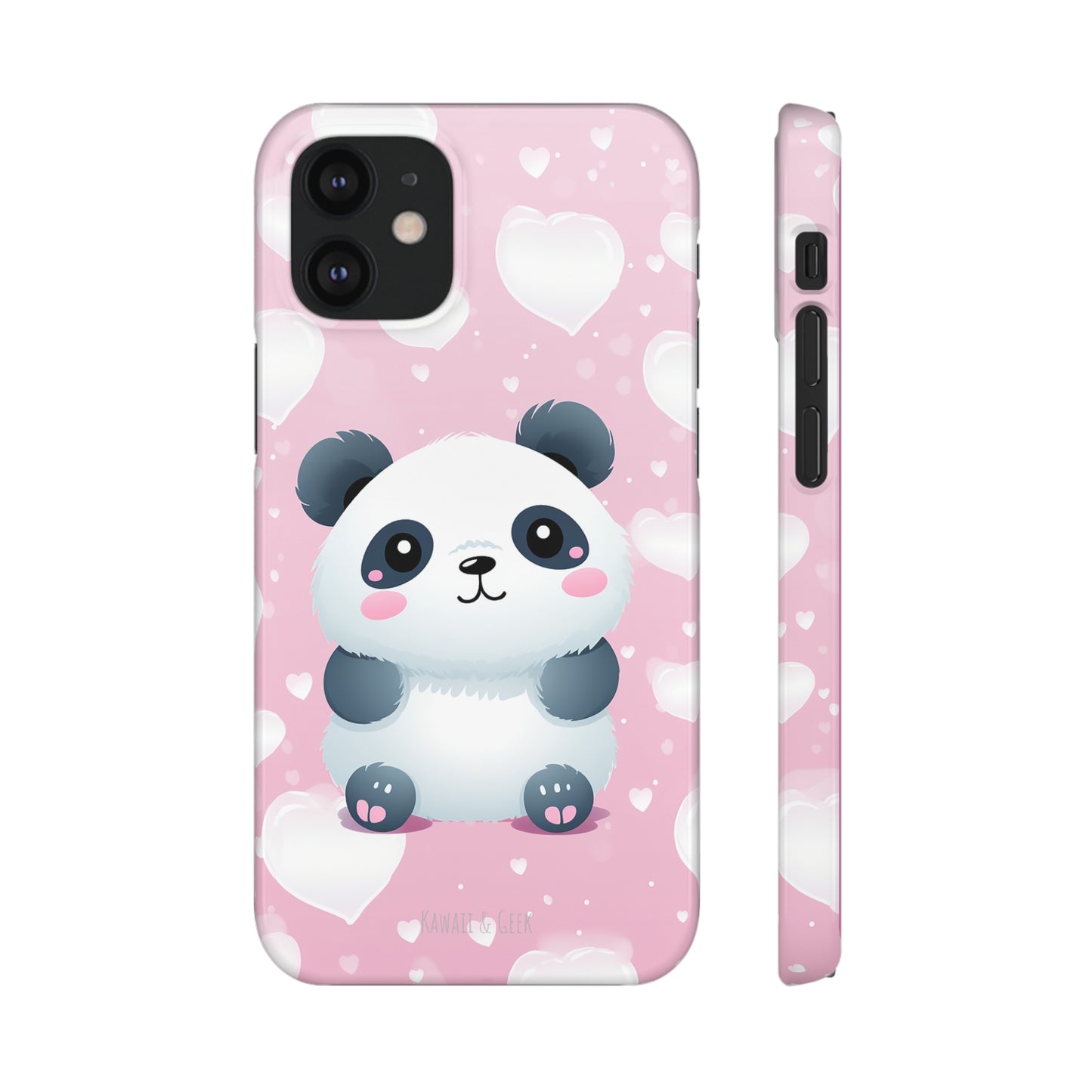Cute Panda & Hearts Premium Phone Case