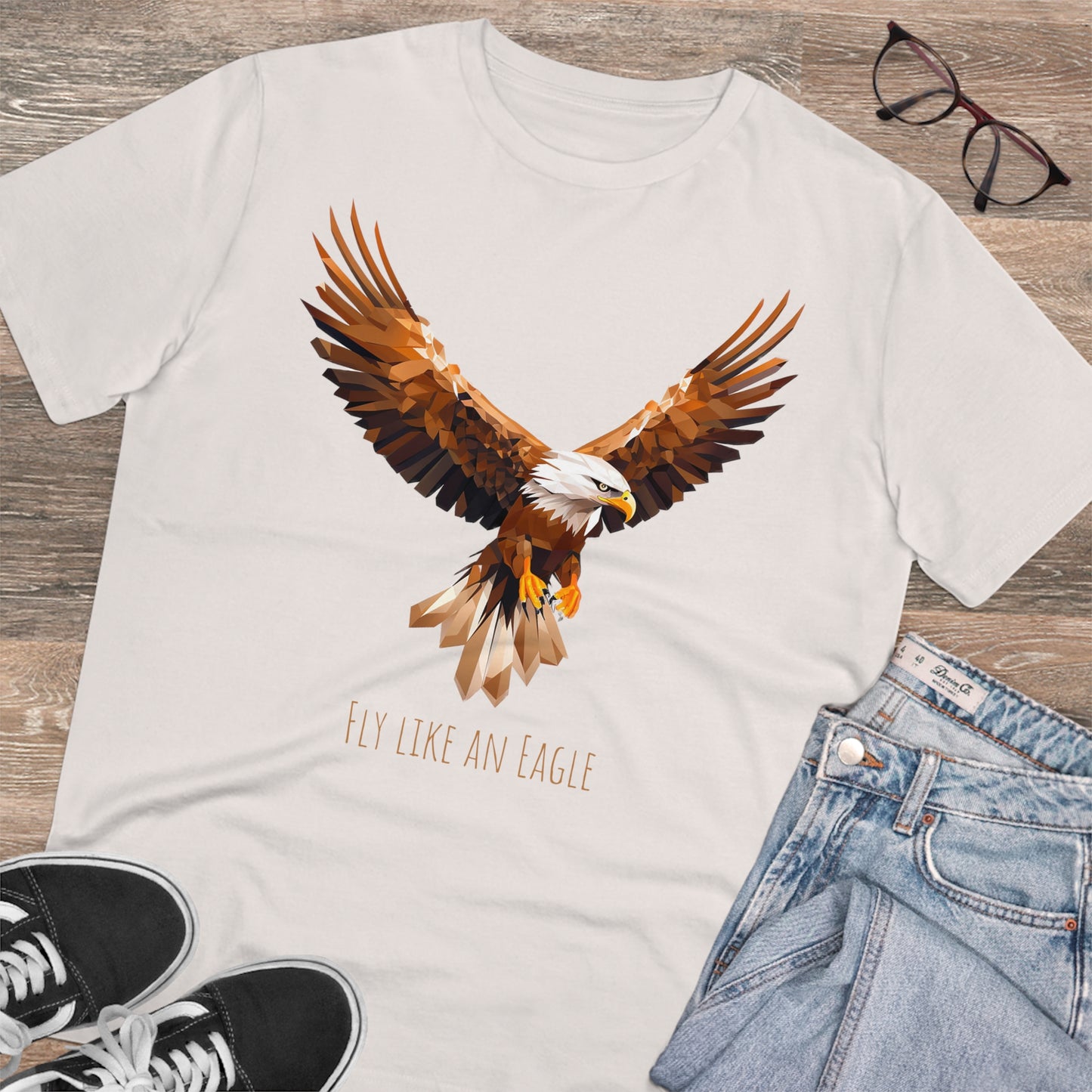 Eco-Friendly Geometric Eagle T-Shirt: "Fly Like An Eagle"