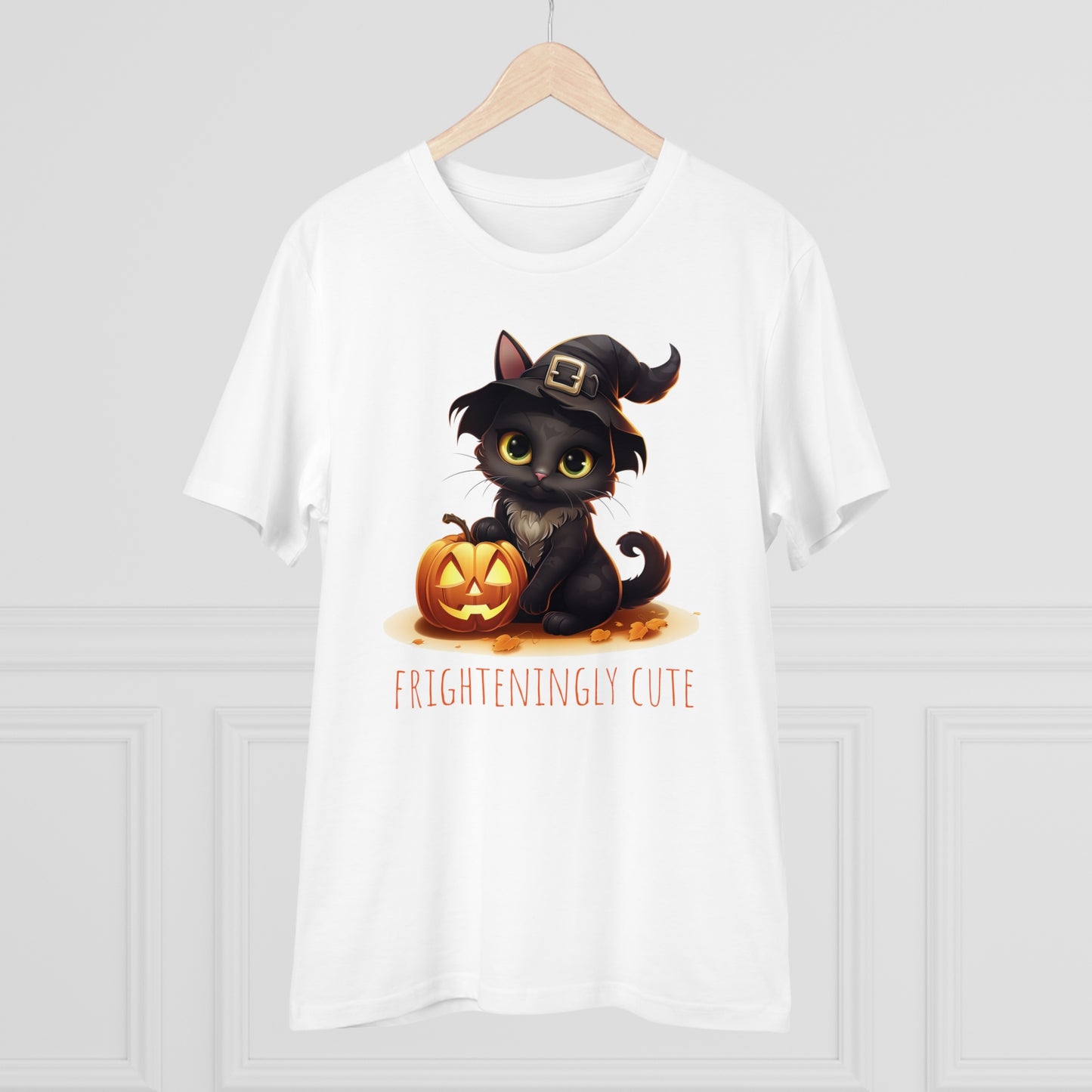 Frighteningly Cute: Halloween Black Cat Eco-Friendly T-shirt