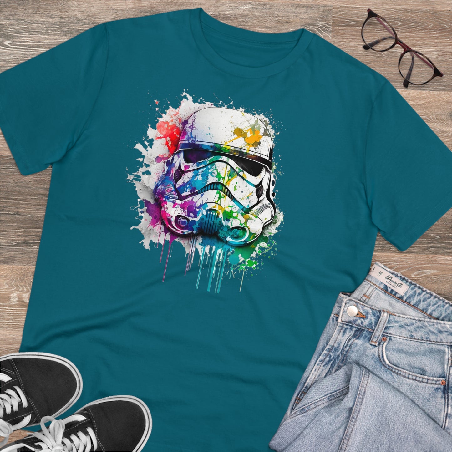Storm Trooper in Watercolor Style Organic Unisex T-Shirt - Add Some Unique and Eco-Friendly Style to Your Wardrobe