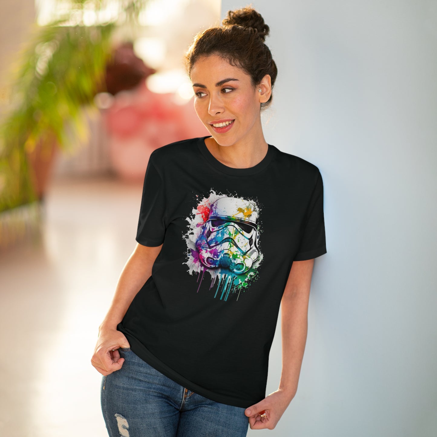 Storm Trooper in Watercolor Style Organic Unisex T-Shirt - Add Some Unique and Eco-Friendly Style to Your Wardrobe