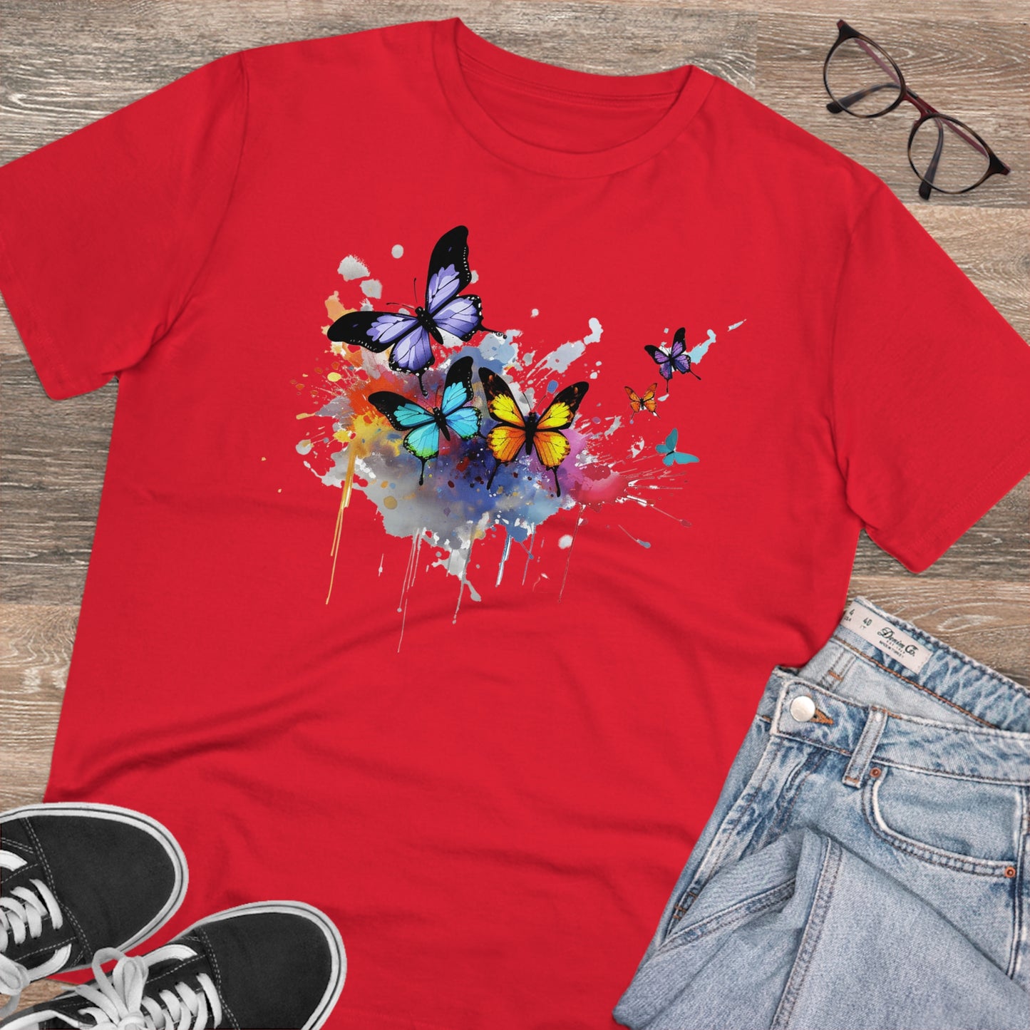 Butterflies Eco-Friendly T-Shirt - Embrace Nature's Vibrant Beauty in Watercolor Style