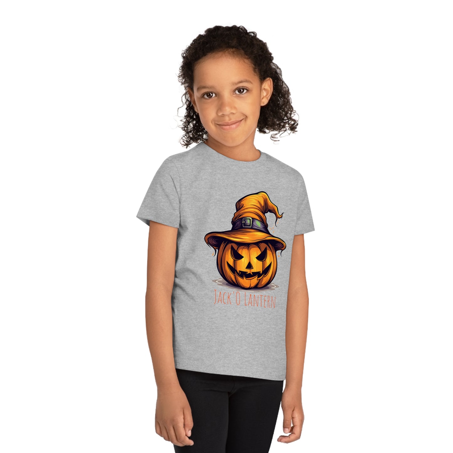 Eco-friendly Halloween Kids Tee: 'Jack O Lantern' Pumpkin Sorcerer Fun