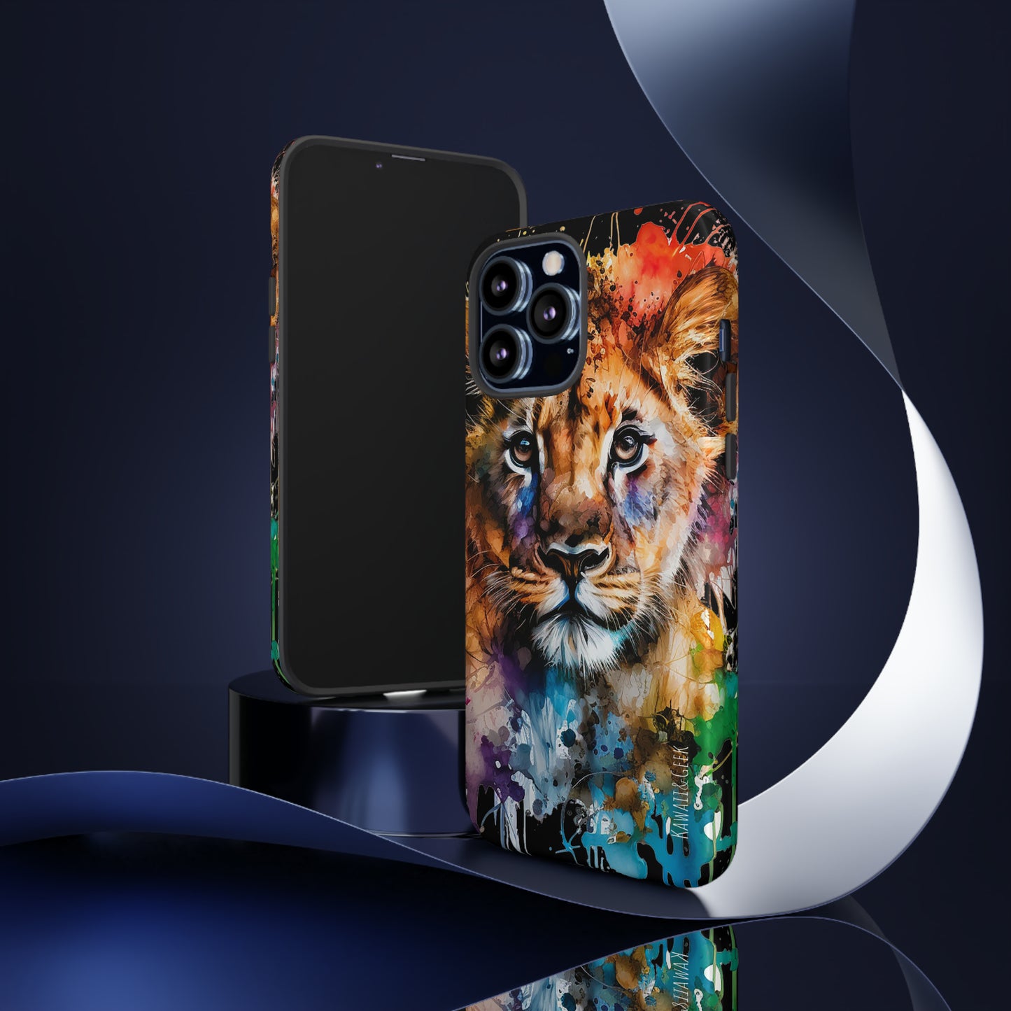 Watercolor Lion Cub Tough Phone Case - iPhone 15 compatible