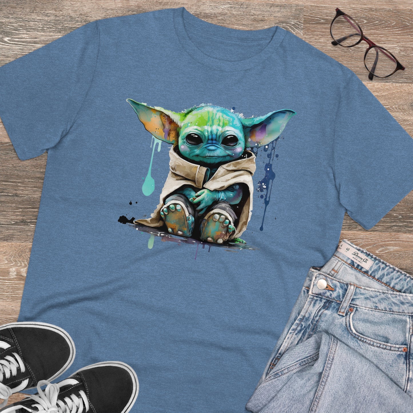 Baby Yoda in Watercolor Style Organic Unisex T-Shirt - Add Some Cute and Eco-Friendly Style to Your Wardrobe