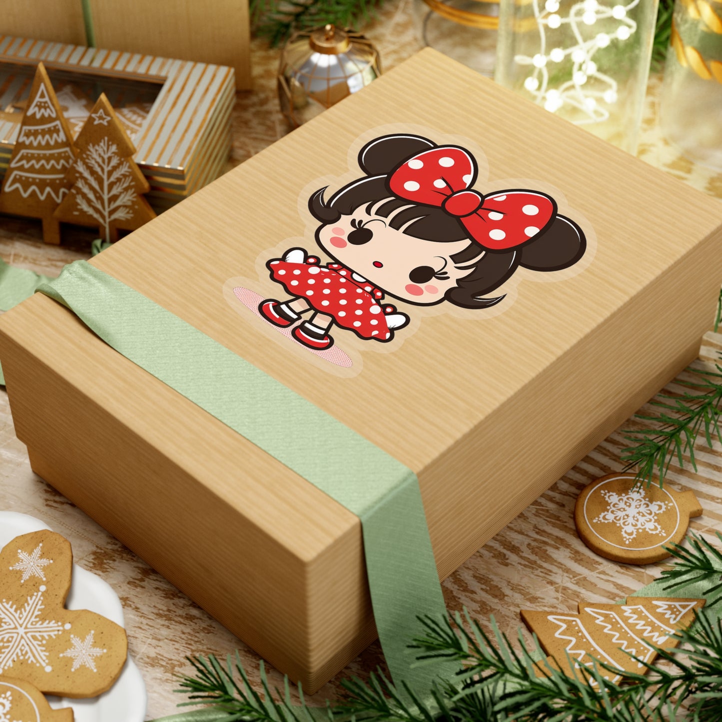 Kawaii Little Girl with Minnie Style Sticker - Add Some Cute and Adorable Style to Your Tech