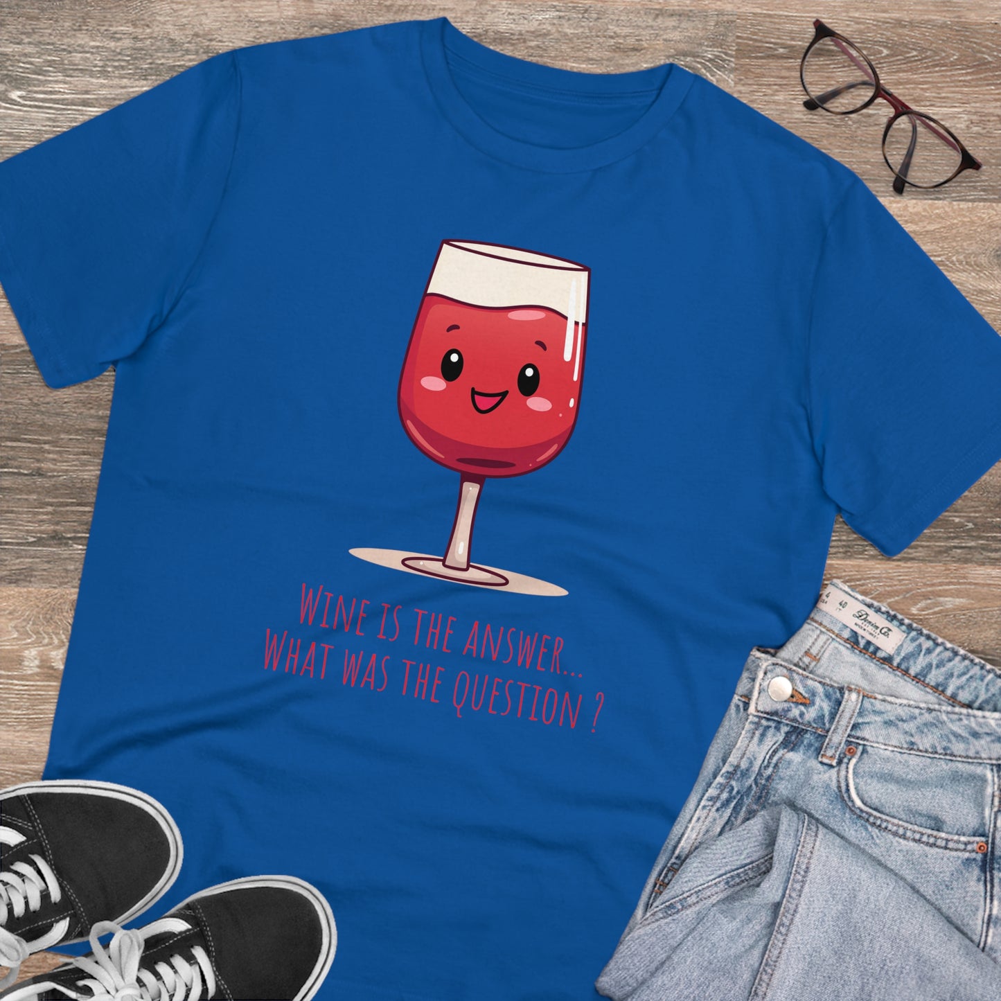 Eco-Friendly 'Wine is the Answer' T-Shirt - Cute Red Wine Design, Unisex