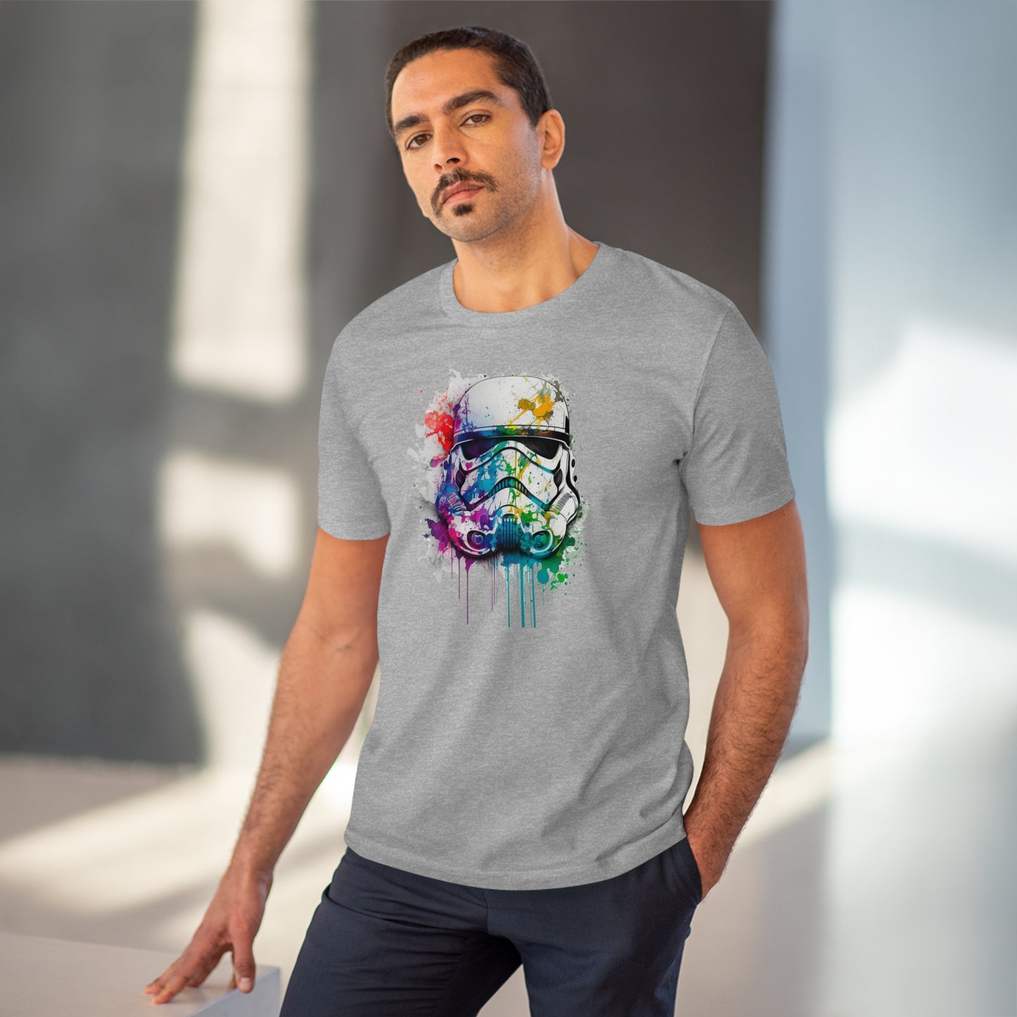 Storm Trooper in Watercolor Style Organic Unisex T-Shirt - Add Some Unique and Eco-Friendly Style to Your Wardrobe
