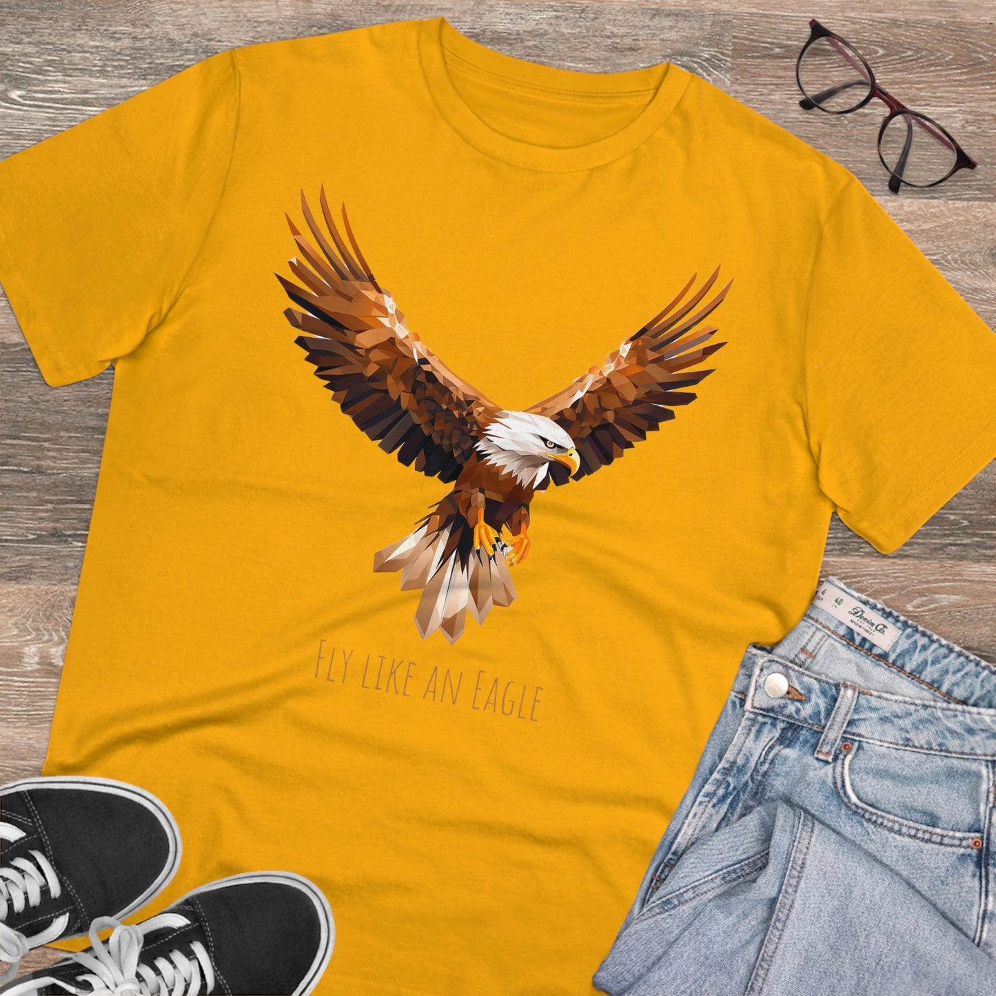 Eco-Friendly Geometric Eagle T-Shirt: "Fly Like An Eagle"
