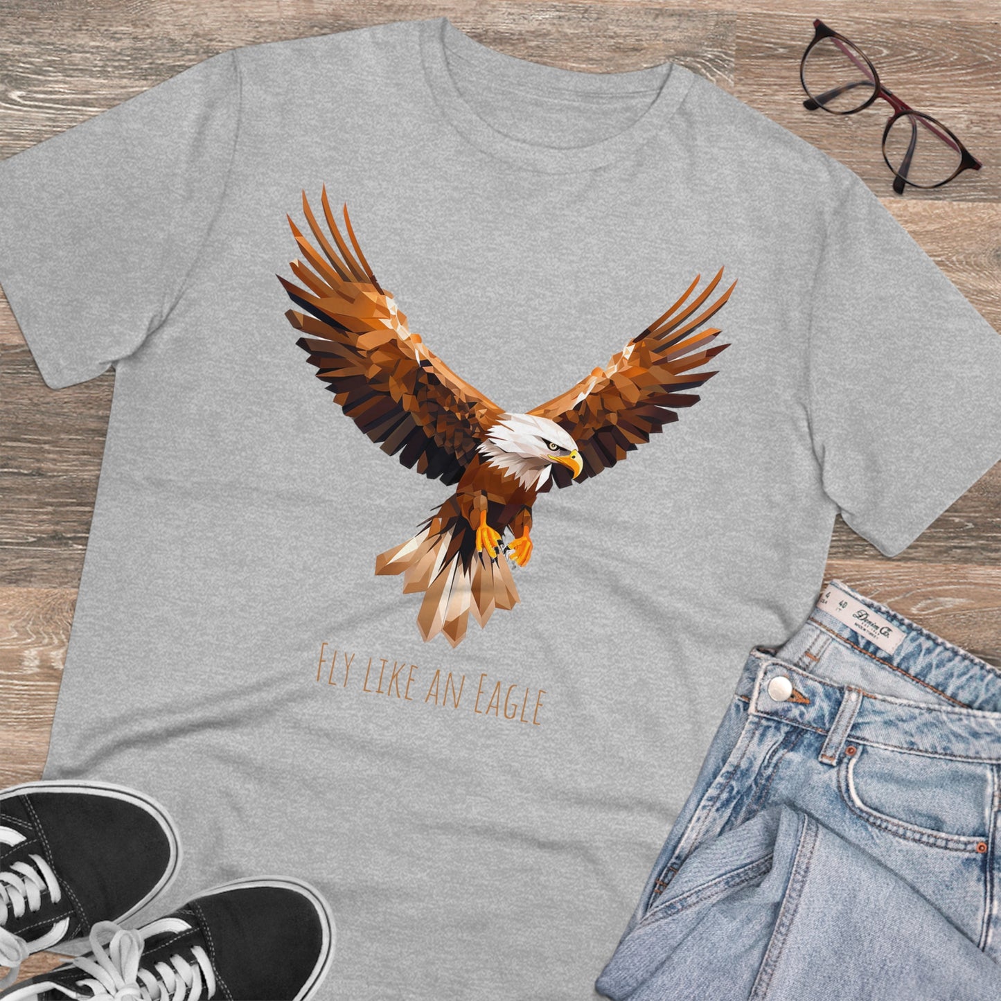 Eco-Friendly Geometric Eagle T-Shirt: "Fly Like An Eagle"