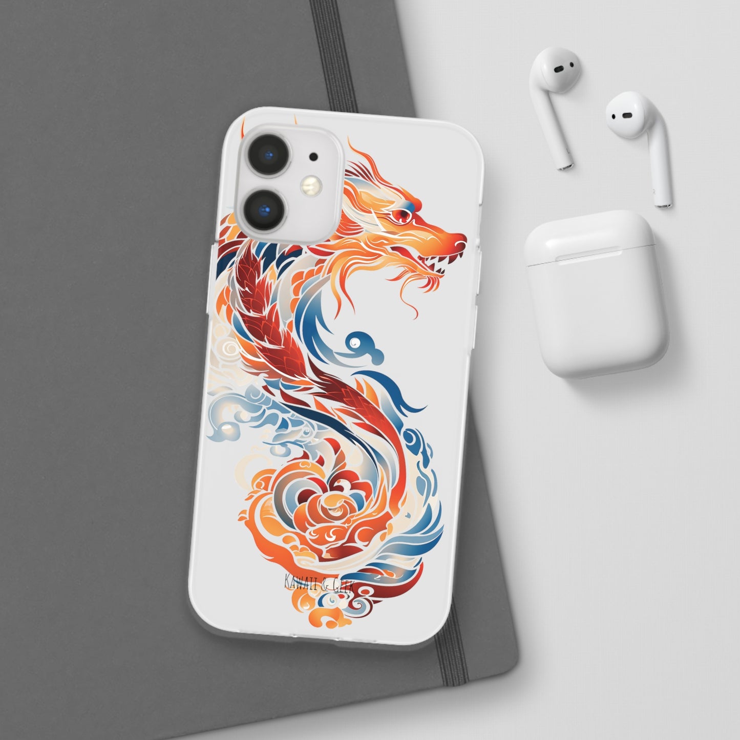 Elegant Chinese Ink Dragon Flexi Transparent Phone Case