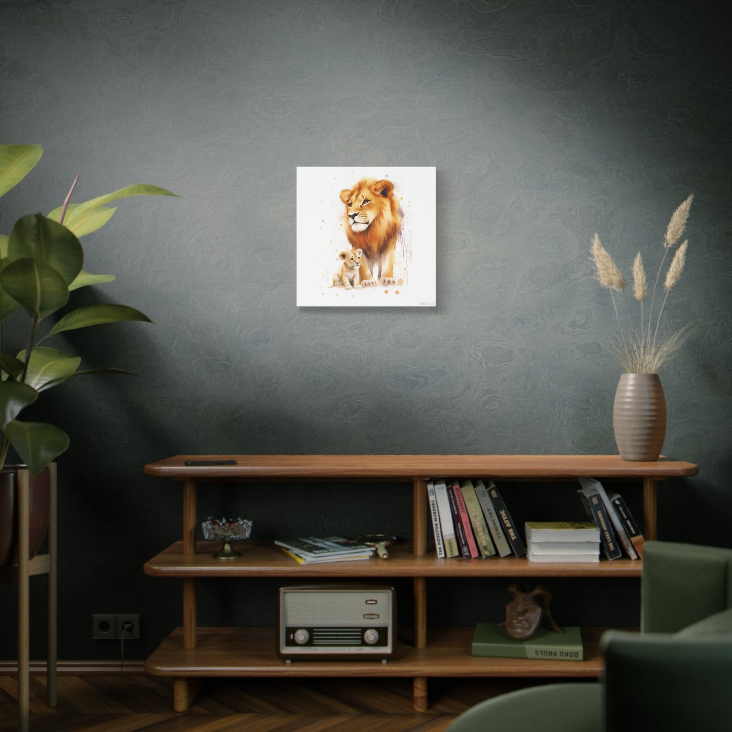 Lion King and Son Watercolor Canvas - Celebrate Father's Day with Majestic Artistry