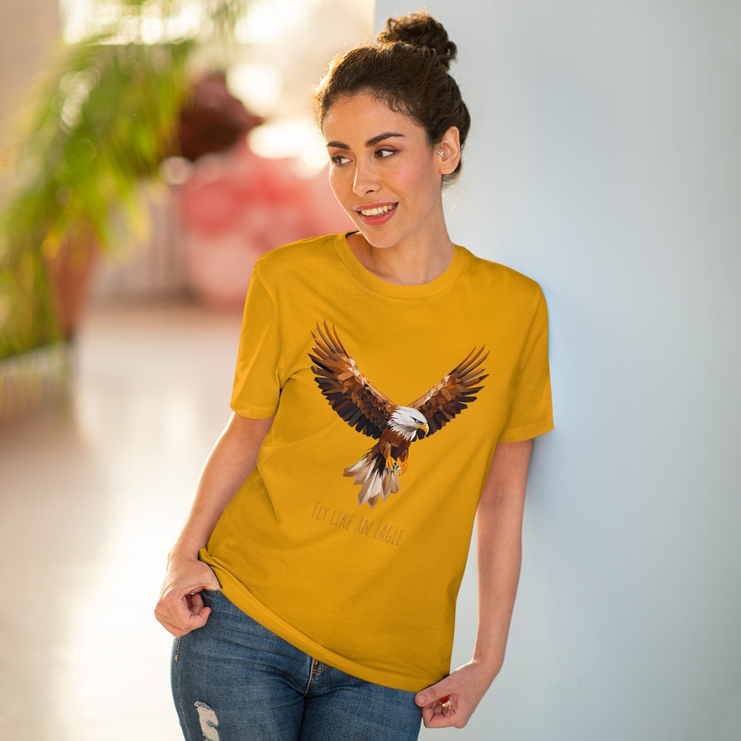 Eco-Friendly Geometric Eagle T-Shirt: "Fly Like An Eagle"