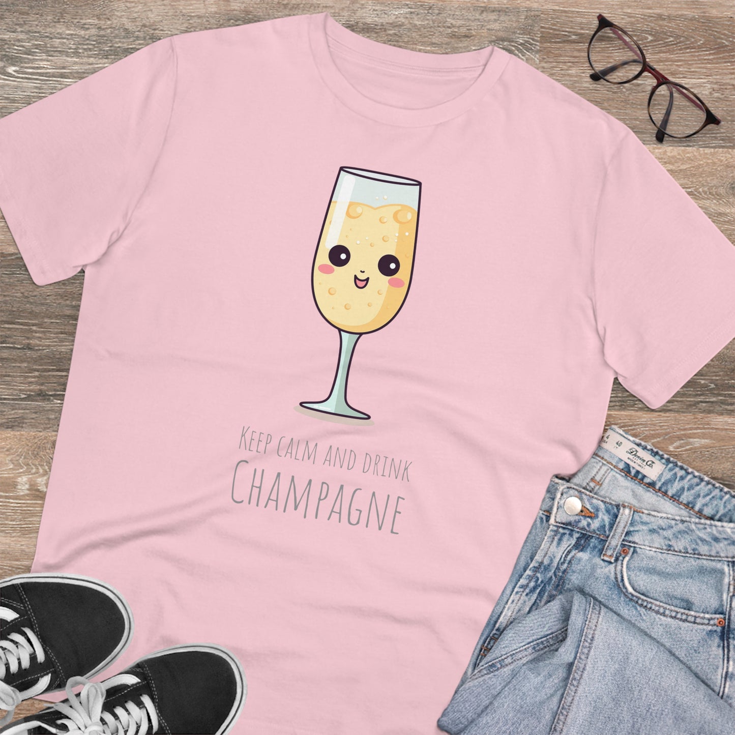 Keep Calm and Drink Champagne T-Shirt - Eco-Friendly Design
